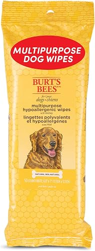 Burt's Bees for Pets Multipurpose Hypoallergenic Dog Wipes - Moisturizing and Deodorizing Grooming Pet Wipes for Dogs, Cruelty Free Pet Cleaning and Bathing Supplies, Puppy Essentials, 50 Count