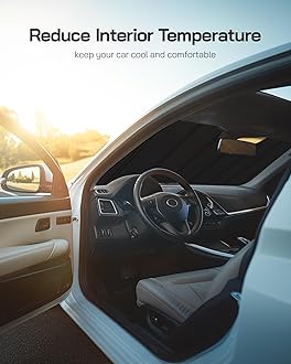 Pigenius Windshield Sun Shade for Jeep Grand Cherokee 2011-2013 Without Rearview Mirror Mounted Camera. Reflective Aluminum Film Front Window Sunshade - BLAZBLOCK