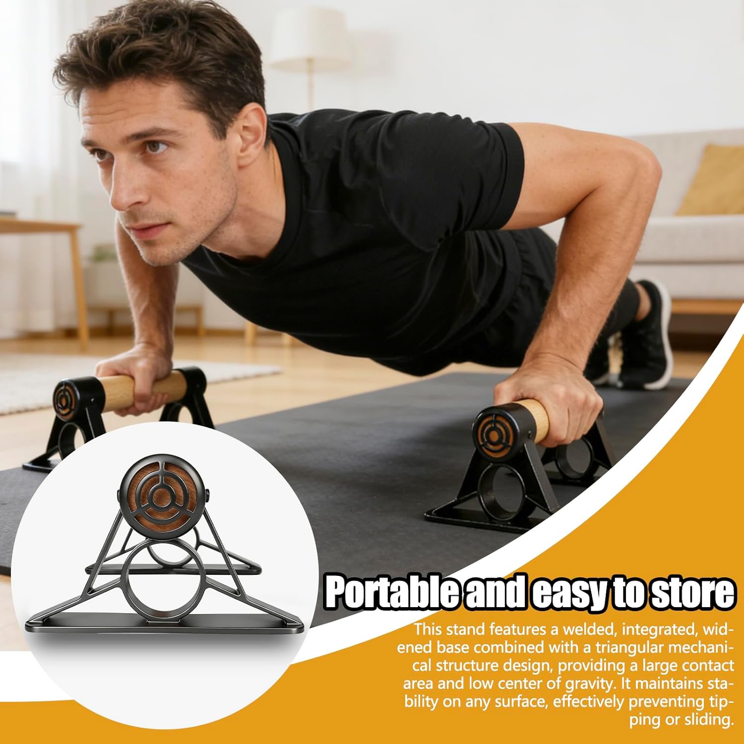 Solid Wooden Parallettes Bars, Anti-Slip Calisthenics Handstand Bars with Sturdy Metal Brackets, 800 LBS Weight Capacity for Fitness & Floor Workouts