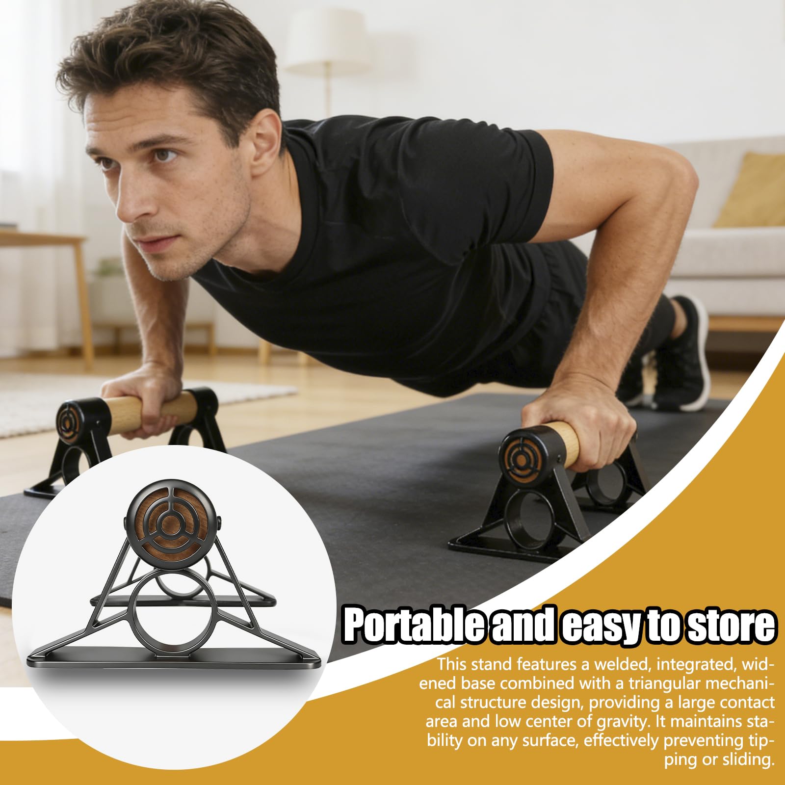 Barre parallele in legno massiccio, antiscivolo, con robuste staffe in metallo, capacità di carico 362,9 kg, per fitness e allenamenti a pavimento