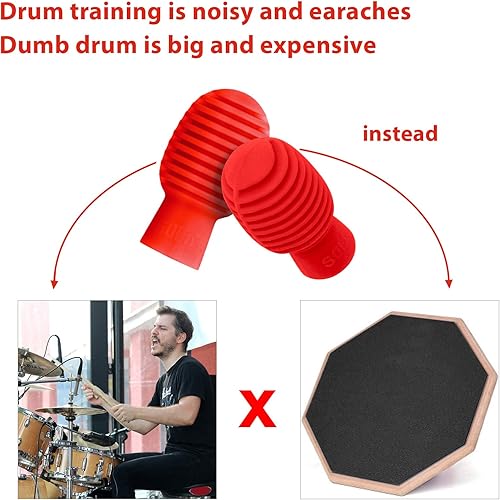 Vista 21 de 4 piezas de tambor silenciador de tambor de silicona para baqueta, consejos de práctica silenciosos, accesorio de percusión, accesorio de repuesto