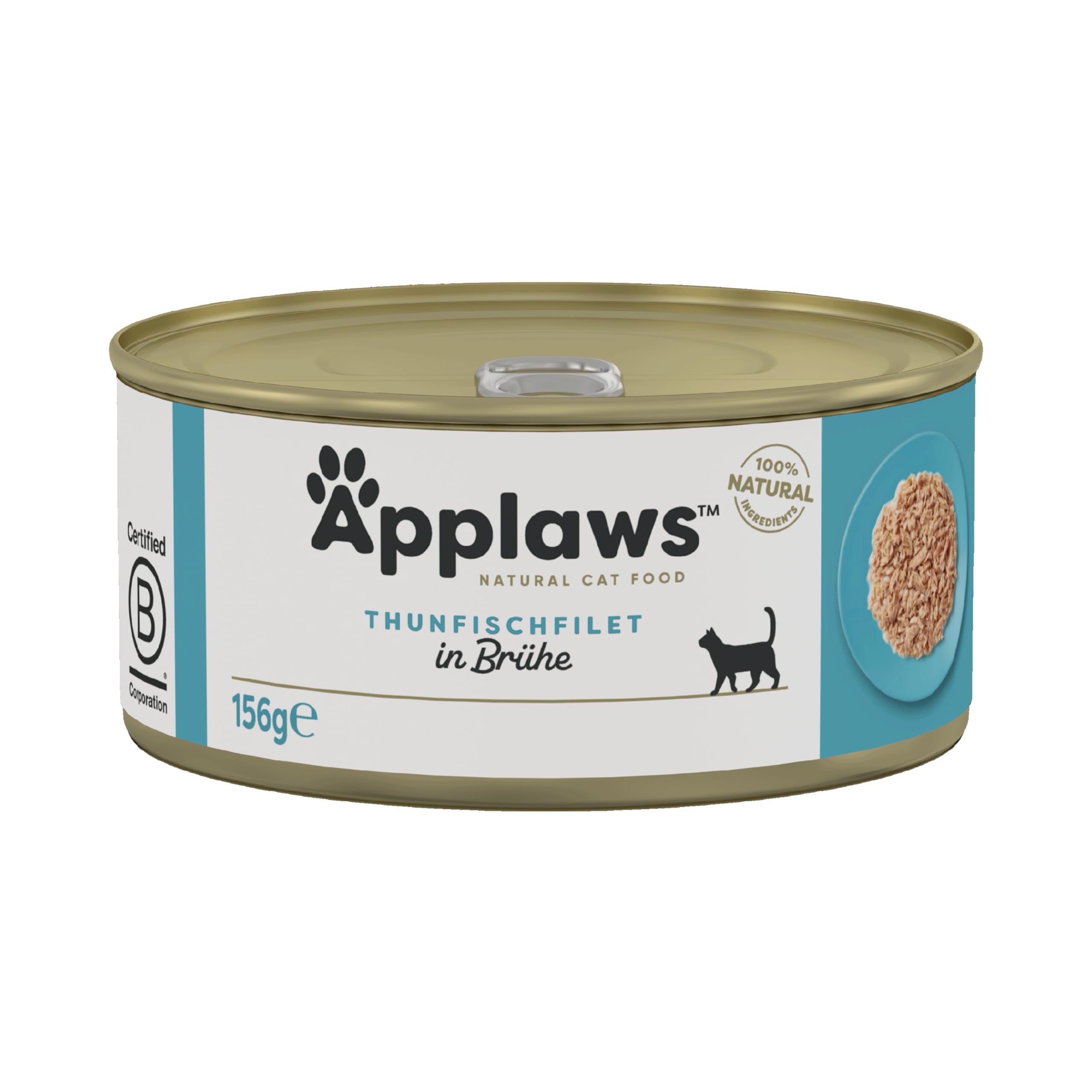 Applaws 100% natürliches Premium-Nassfutter für Katzen, Thunfischfilet in Brühe - Packung mit 24 x 156g Dosen