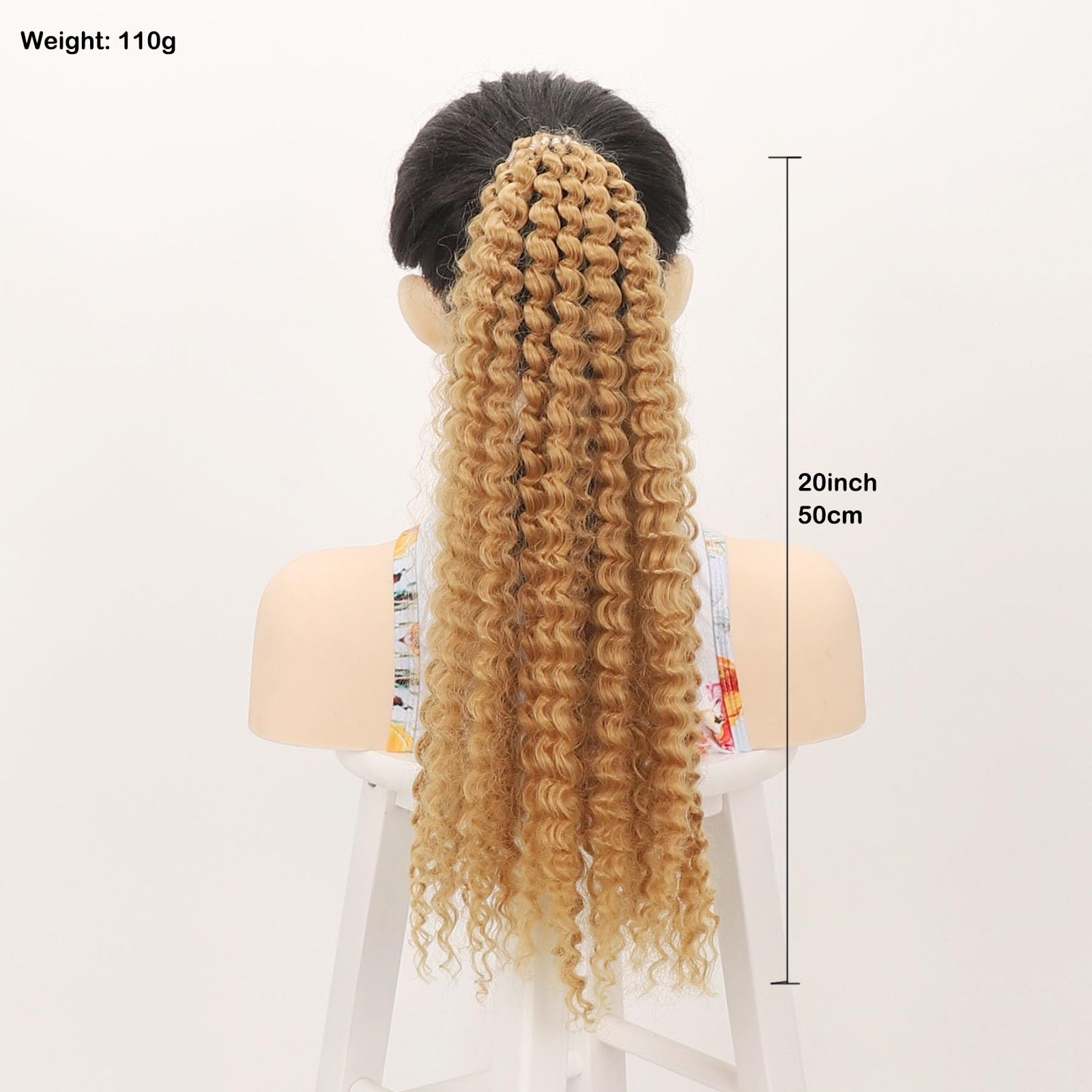 Naturalny Syntetyczny kucyk dla kobiet do codziennego użytku, luźne, głęboko kręcone włosy z pierścieniem afro, puszysta ozdoba do włosów Idealny wygląd(#4)