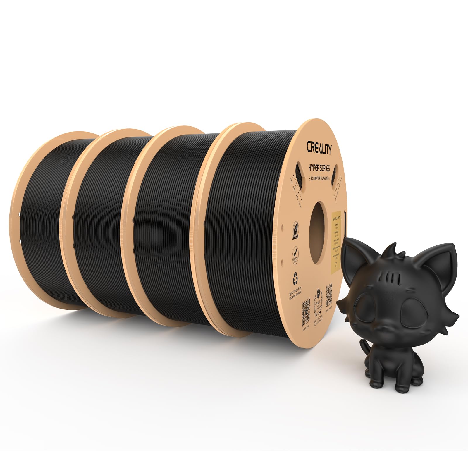 Creality Hyper PLA-Filament, Filament für 3D-Drucker 1,75 mm 4kg High Speed PLA 30-600 mm/s,Maßgenauigkeit +/- 0,02 mm, kompatibel mit den meisten 3D-Druckern,Schwarz