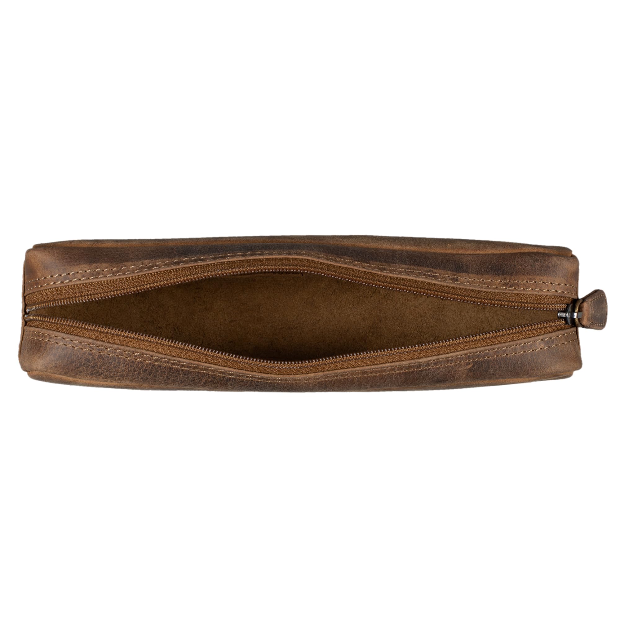 STILORD Preston Bolsa para Lápices Cuero Estuche de Cuero Vintage Bolígrafos Escolar Redondo Portatodo para Hombre Mujer Cartuchera de Piel Auténtica Color:Negro