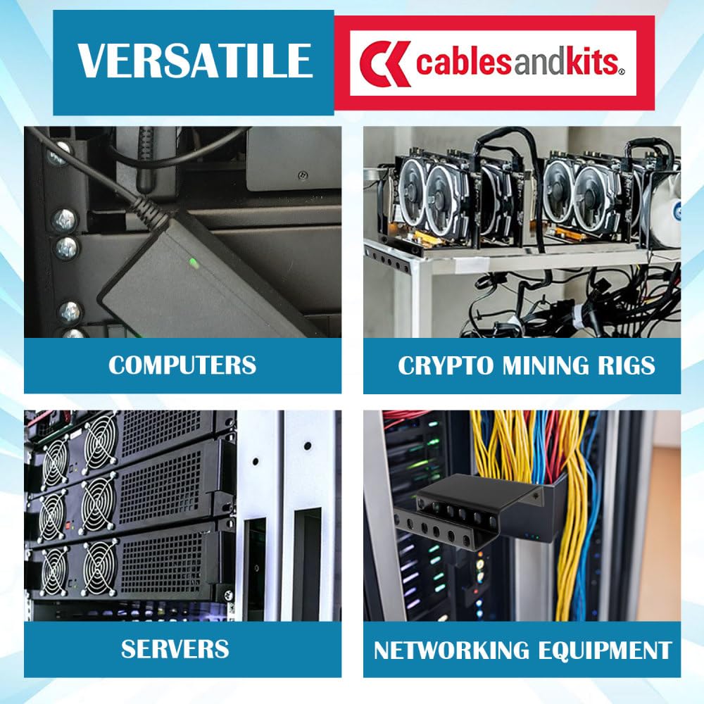 CablesAndKits 2RU (2 Unidades de Rack) Adaptador de Rack Empotrado, 3 Pulgadas de Hueco Desde la Cara del Estante, para computadoras, servidores o Equipos de Red