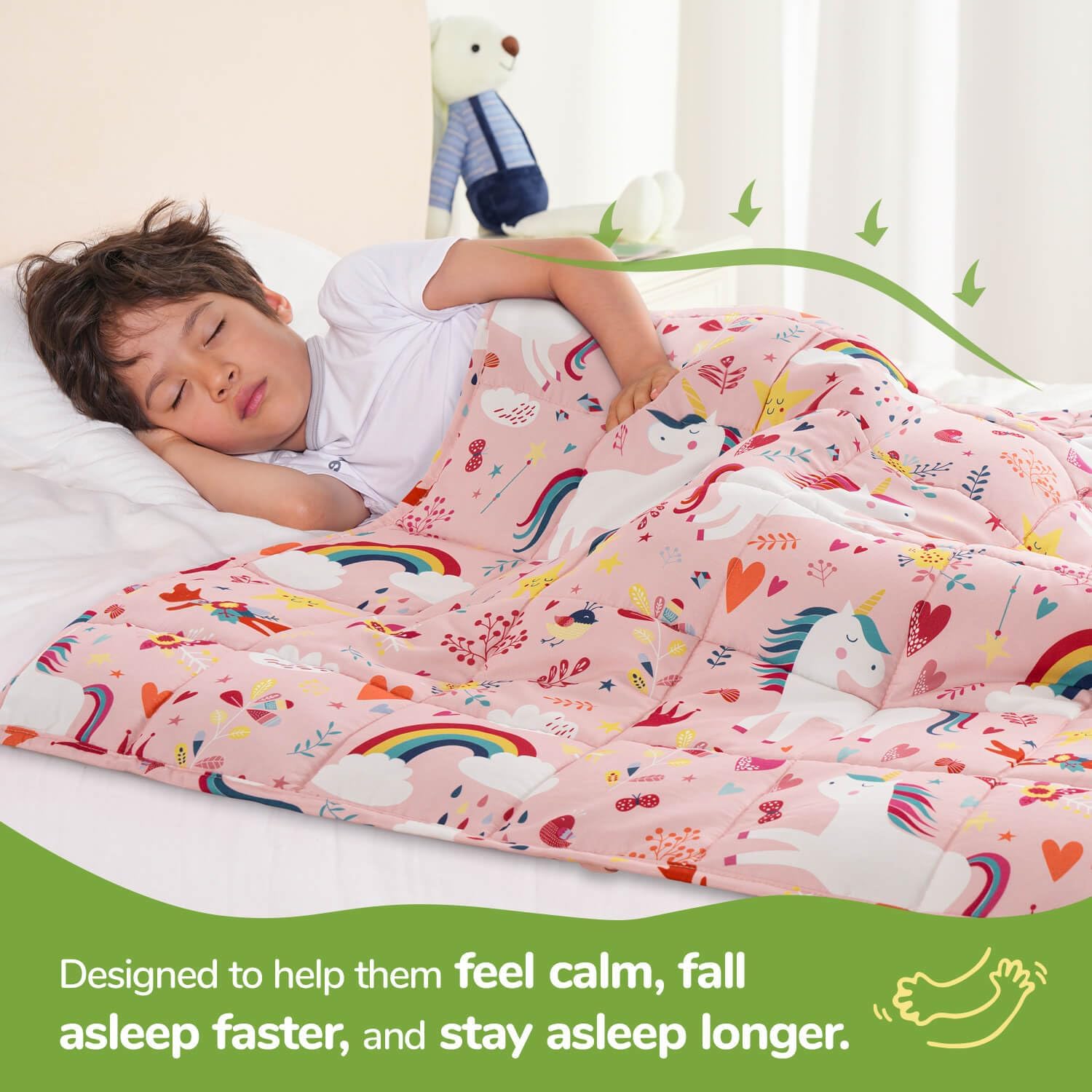 Sivio Weighted Blanket 5lbs, 36"x48", Unicorn Cooling Weighted Lap Blanket, Breathable Heavy Throw Blankets for Sleeping, Washable, Pink - Image 2