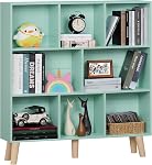 LEYAOYAO Cube Librairie 3 Tier Mid-Century Rustic Brown Bibliothèque moderne avec jambes, étagère de rangement en bois de bibliothèque Organisateur, étuves de livre libre pour la chambre,Salle de vie,Bureau