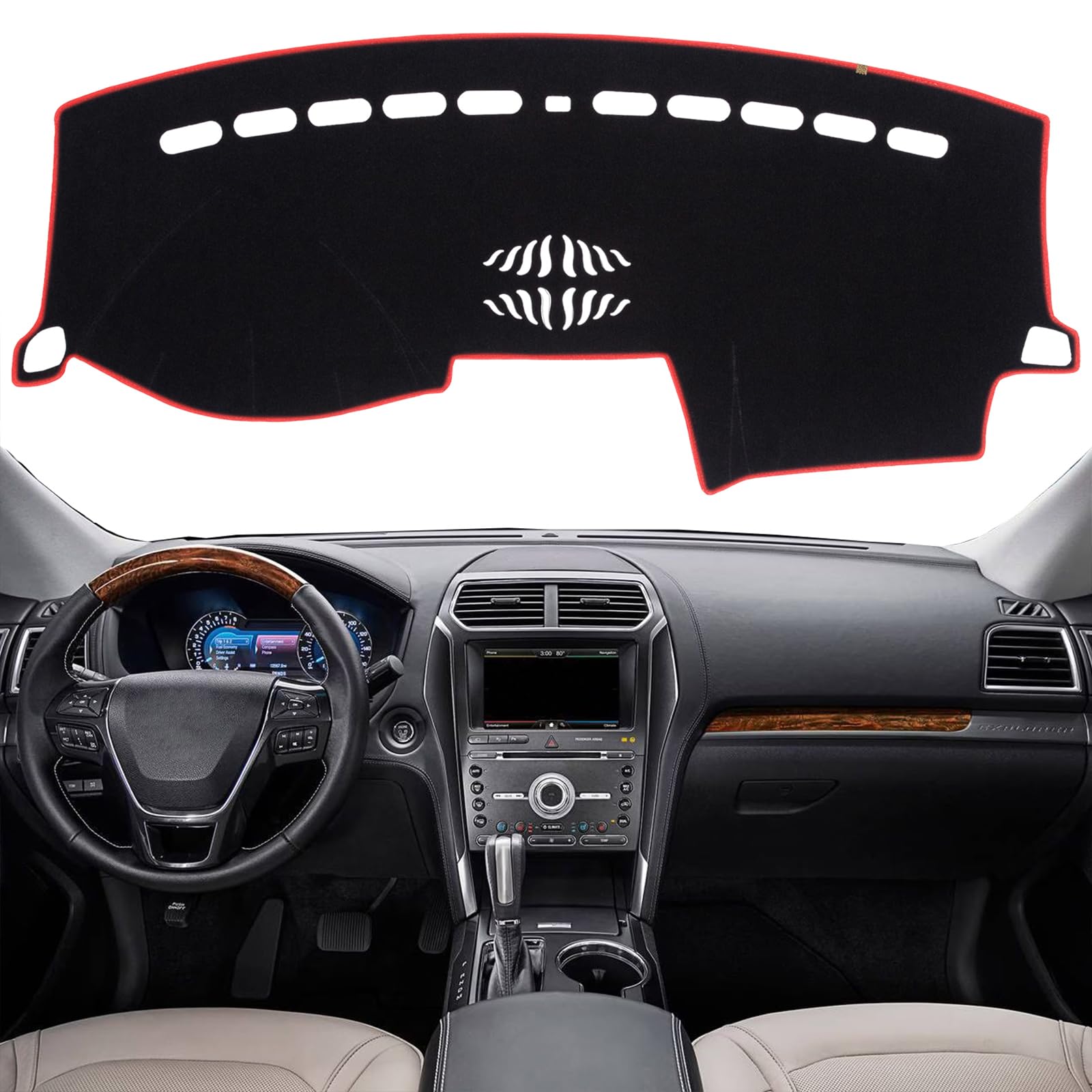 KEYOOG Dashboard Cover Dash Mat Fit for Fo-rd Explorer 2019-2011 (Without HUD Models), Car Dash Board Mat Anti-Glare Carpet, Non-Slip Pad Sunshield