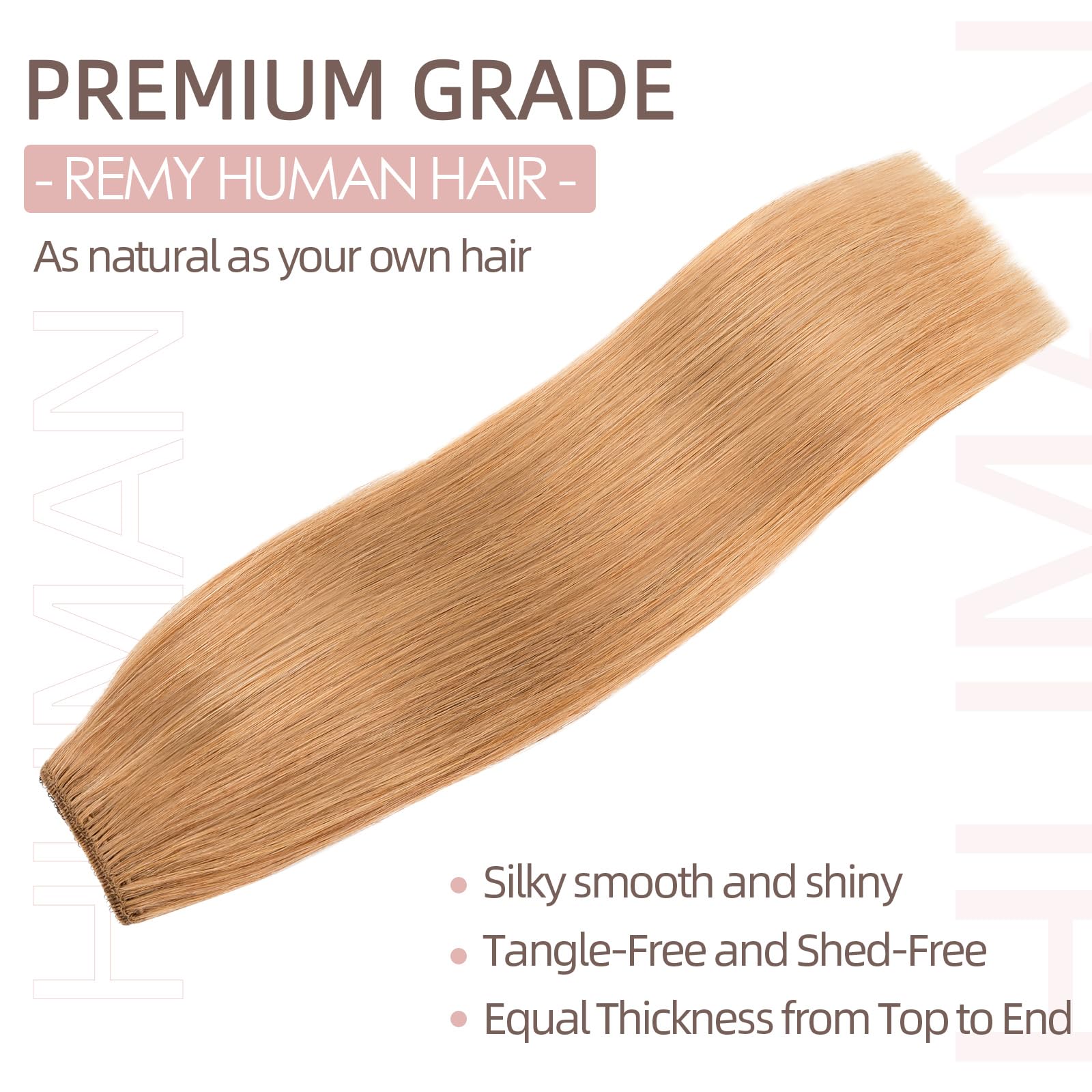 Silk-co Secret Wire In Hair Extensions With Clip Invisible Remy Human Hair One Piece Straight Natural Invisible Adjustable Secret Wire Hairpiece Extensions 12 Inch-55g #27 Dark Blonde - Image 2