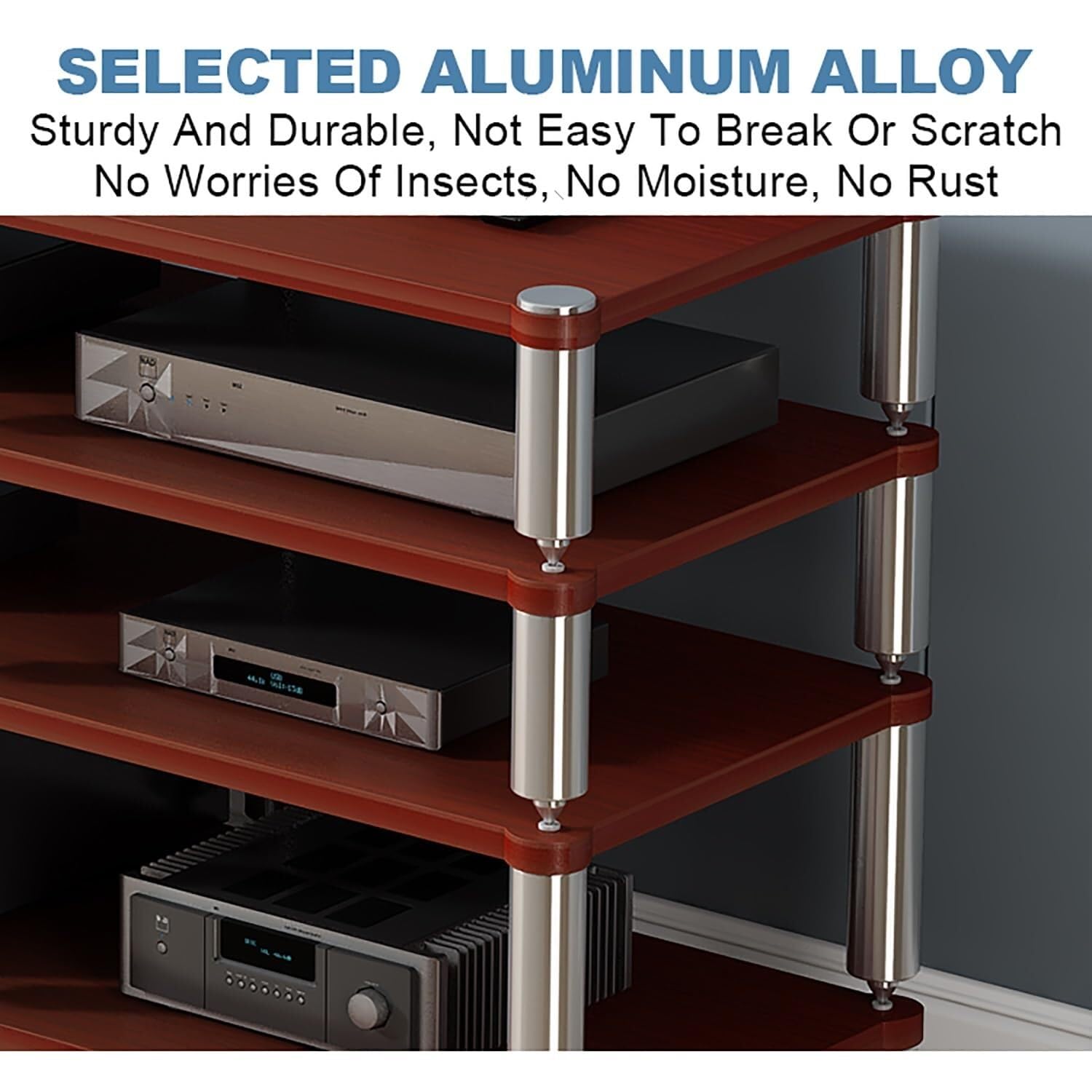 Mensola AV per proiettore, lettore DVD, console di gioco, portatile, supporto e organizer per intrattenimento, elegante design bianco per l'installazione di home theater