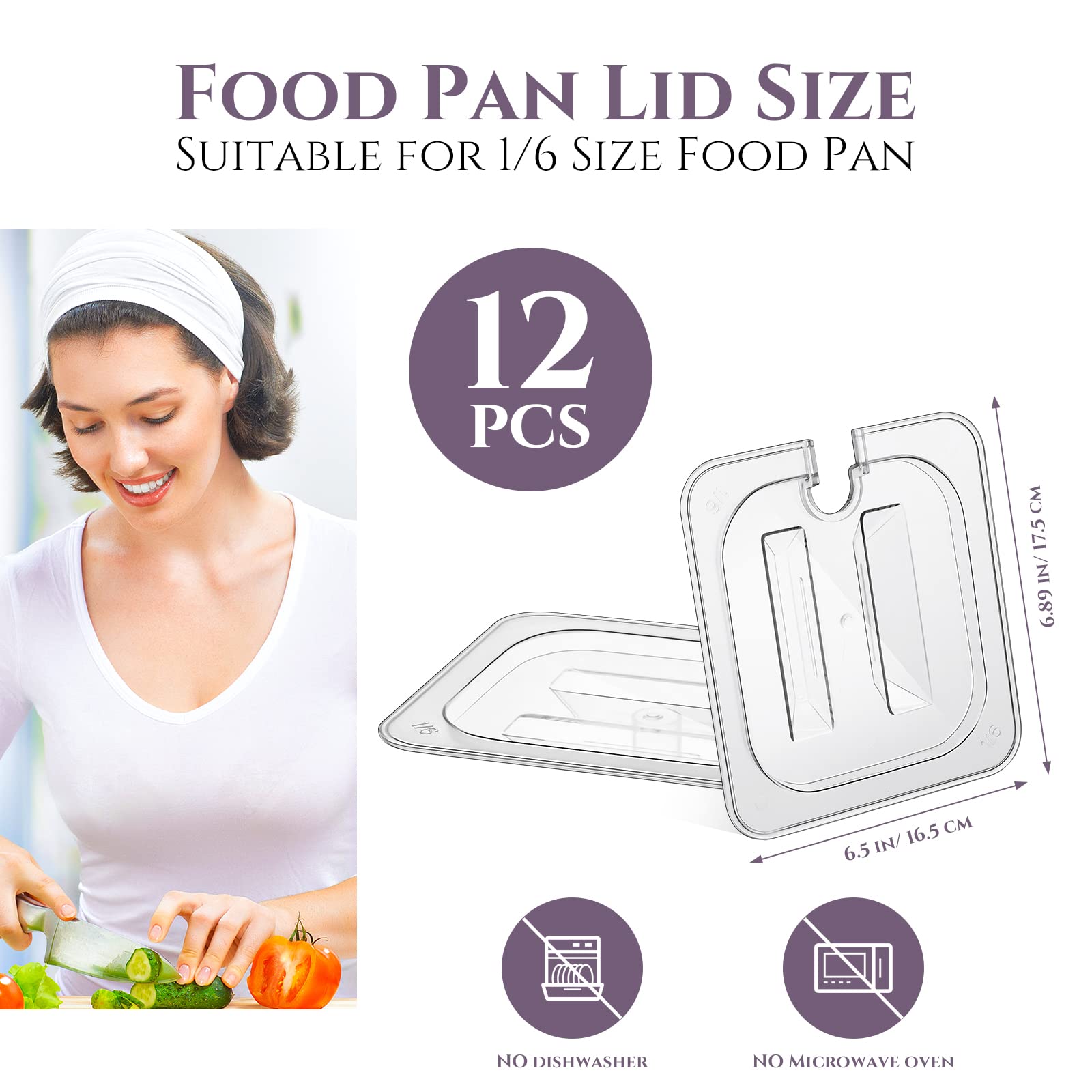 Condition photo showing New/Like New for 12 pcs notched food pan lid polycarbonate universal handled food pan lid 1/6 size clear food pan cover with handle restaurant commercial hotel pan lid for fruits vegetables beans corns