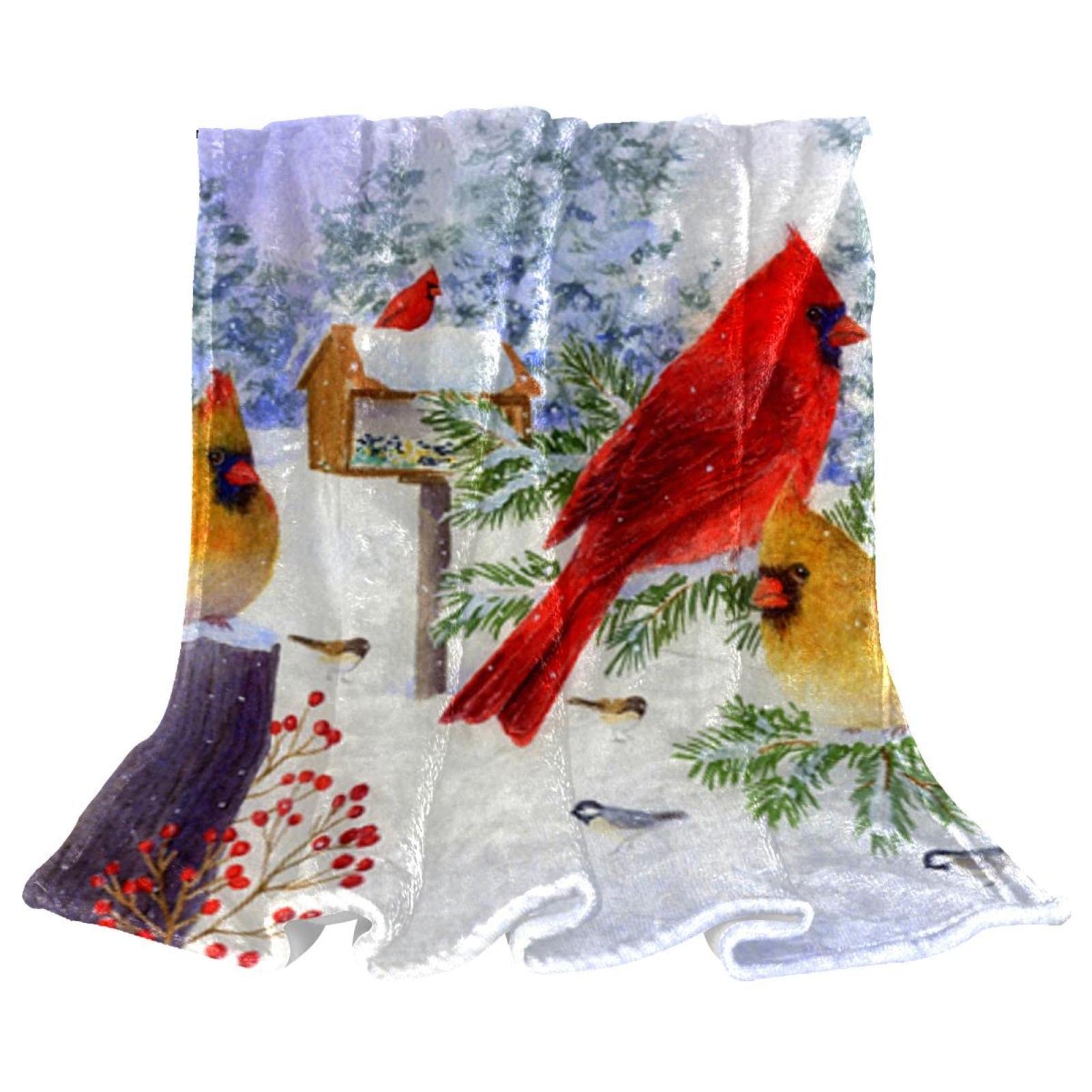 Couverture polaire oiseau Noël vintage pour réchauffer les soirées d'hiver au canapé