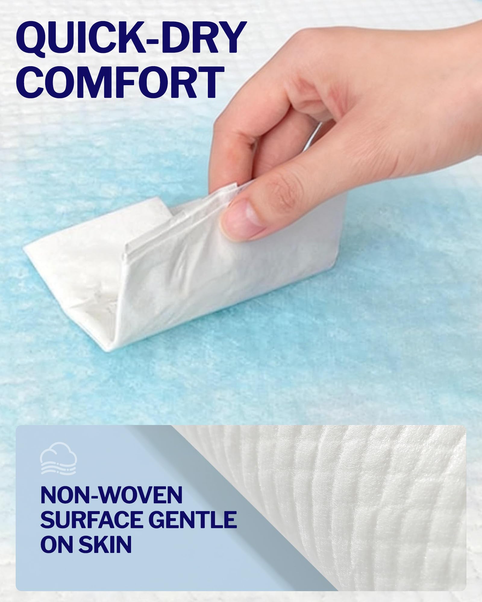 Powools Incontinence Bed Pads & Puppy Pads, 50 Count 36" x 30" Disposable Underpads, Super Absorbent 6-Layer Leak-Proof Dog Pee Pads, Quick-Dry Training Pads for Adults, Babies & Pets — view 6