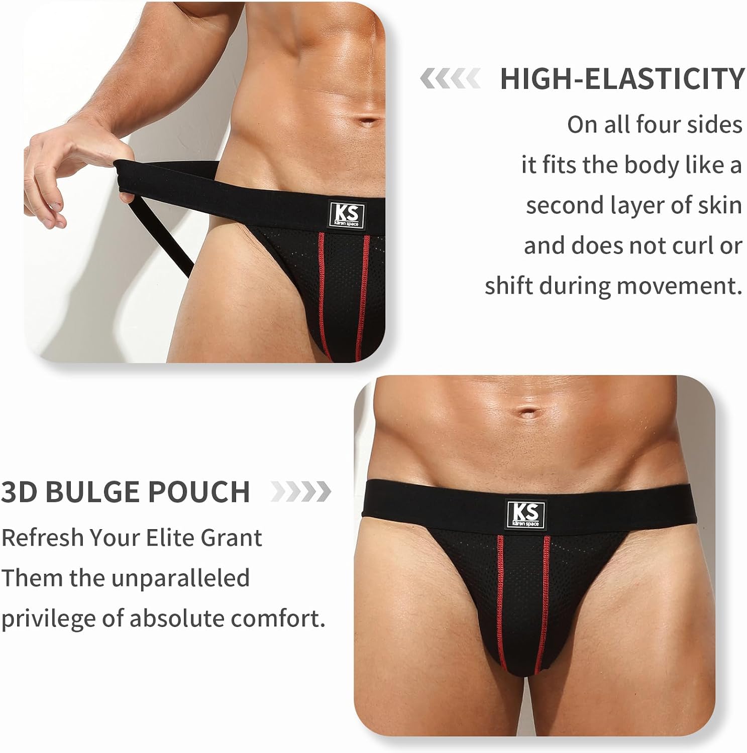 KAREN SPACE Jock Straps Low Rise Breathable Sexy Mesh Athletic Supporters T-Back Underwear