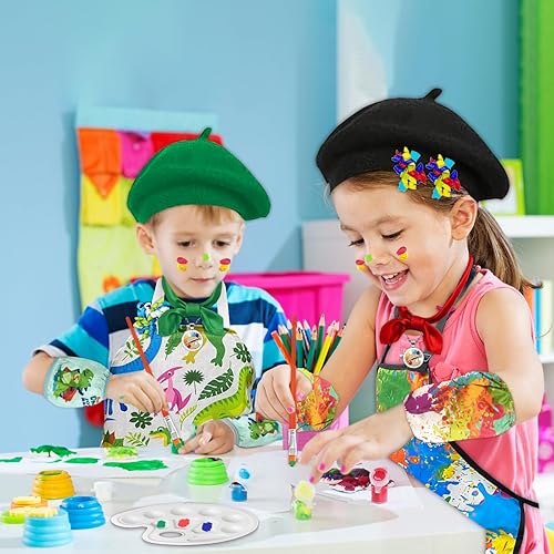 Miniatura 6 de DTESL Conjunto de 15 piezas de disfraz de artista para niños, disfraz de pintor con boina para Halloween, día de la carrera, fiesta temática, día de