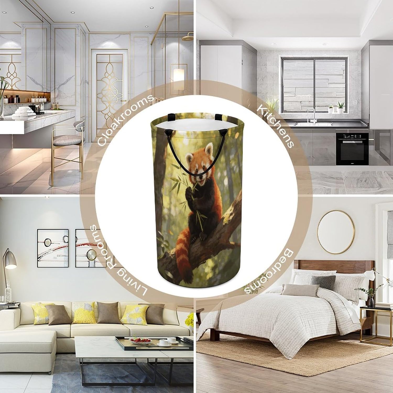 Animal Collection Laundry Hamper 86L Waterproof Collapsible Clothes Basket with Double Handles Freestanding Foldable Laundry Basket Large Clothes Hamper for Bathroom