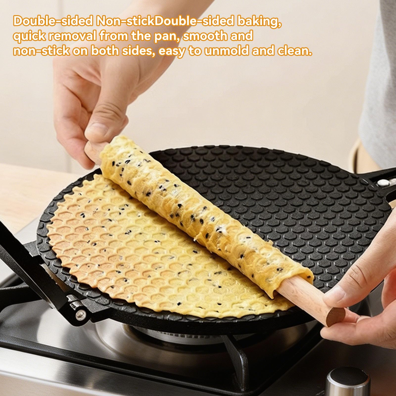 Waffle Cone Maker, Aleación de Aluminio Egg Roll Ice Cream Cone Maker Waffle Irons Baking Pan Non Stick Waffle Irons Mold Pan Non-stick Egg Roll Maker for Kitchen