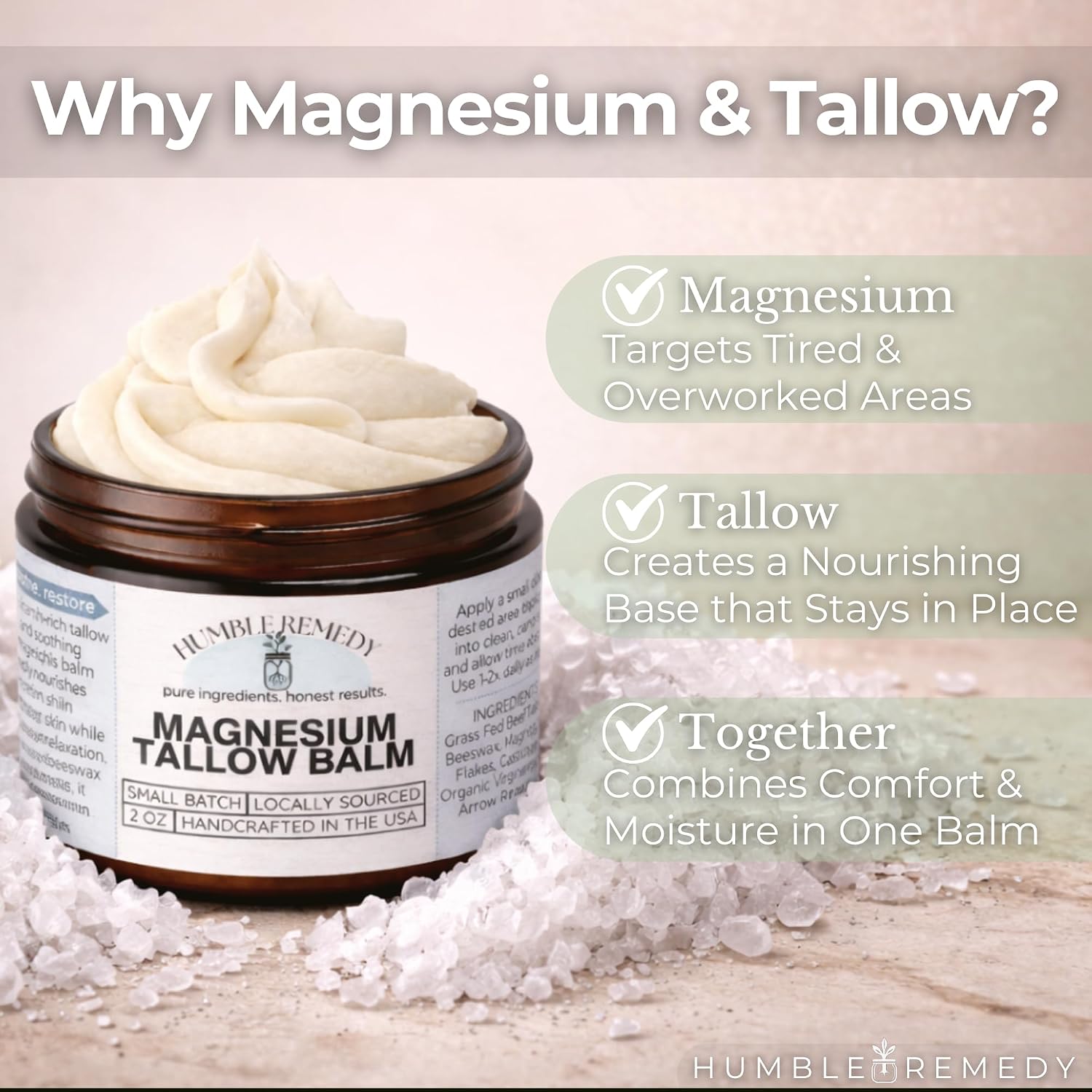 Humble Remedy Handmade Magnesium Tallow Balm 2 oz