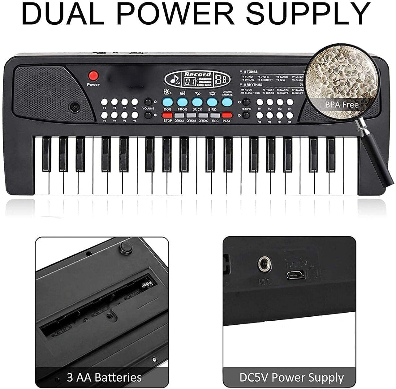 NIYANETAIL Kids Piano Keyboard, Electronic Organ Multi-Function Portable, with Microphone, for Beginners Kid Musical Toys Pianos for Girls Boys Ages 3-8 (37 Key Bigfun Piano for Kids Small) 3