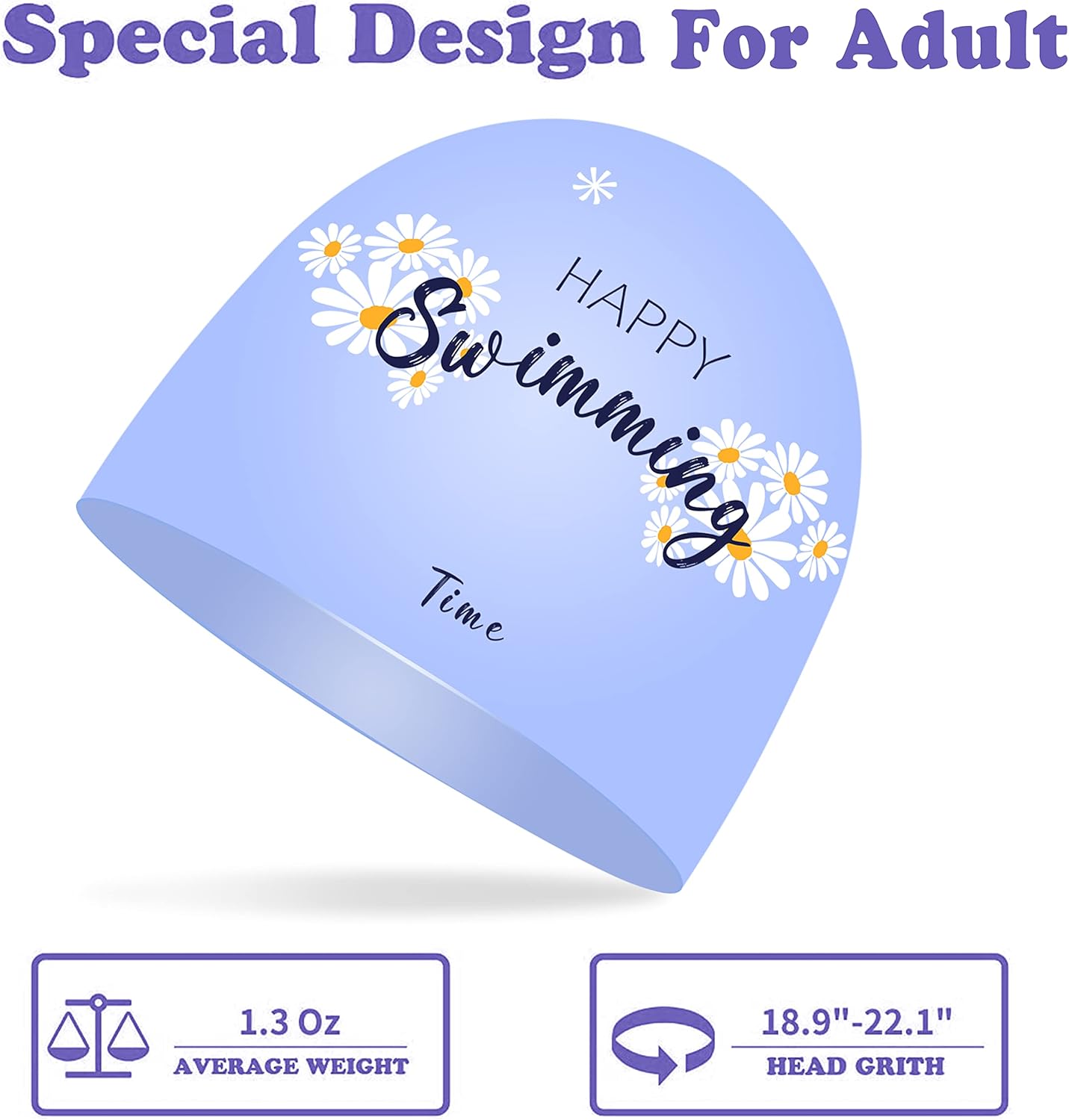 Silicone Swim Cap for Women,Waterproof Bathing Pool Swimming Cap for Long Hair,3D Soft Stretchable Durable and Anti-Slip Cover Ears Swim Cap : Everything Else