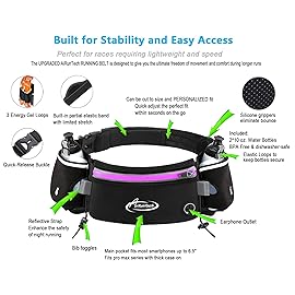 AiRunTech Hydration Running Belt with Bottles Zero Bounce Design for Running, Triathlon, Marathon, 10K, 5K, Trail Fit for Most Smartphones(2 * 10OZ Bottle)