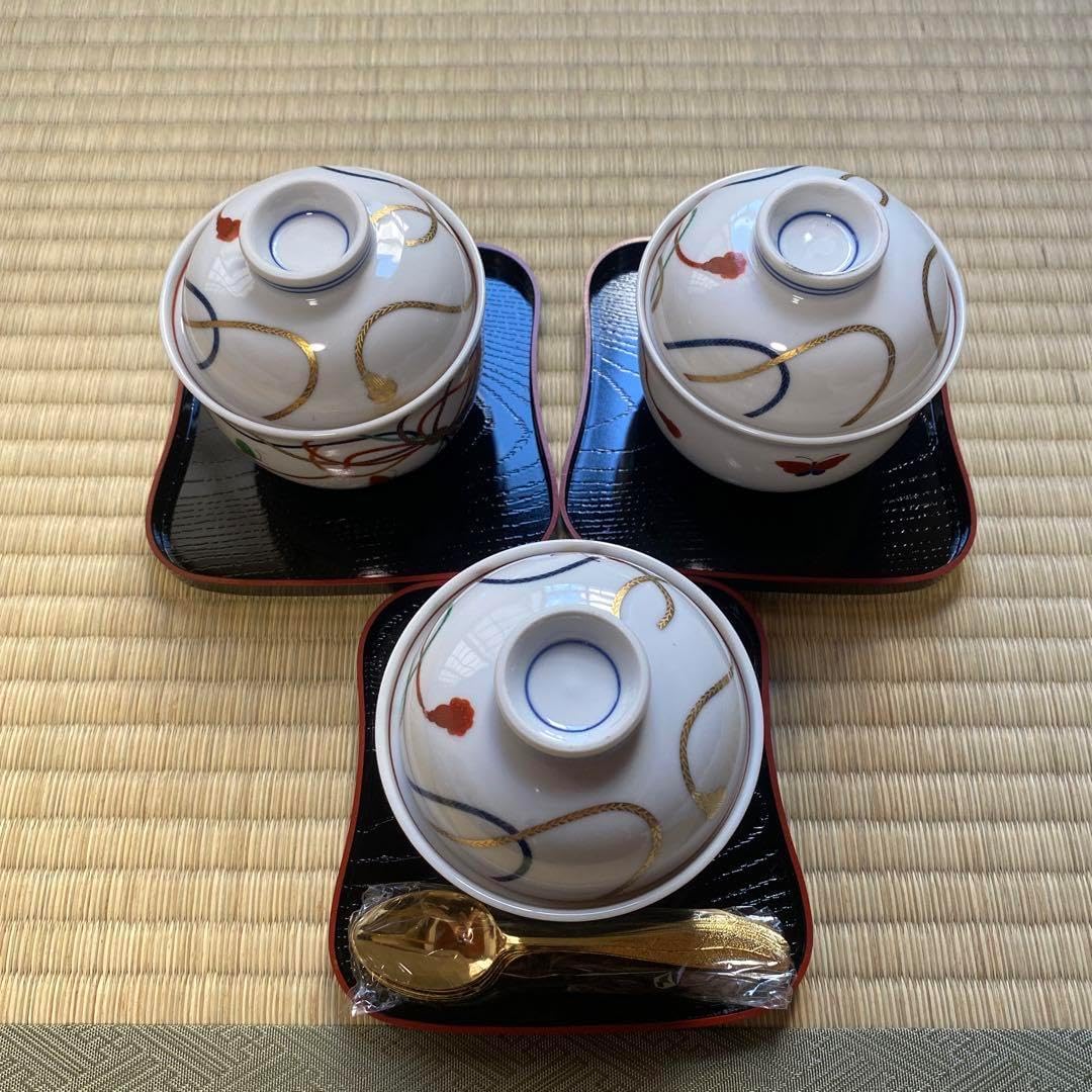 茶碗蒸し用 蓋盆匙付き煮物碗セット 5セット入り ふたもの・和食器