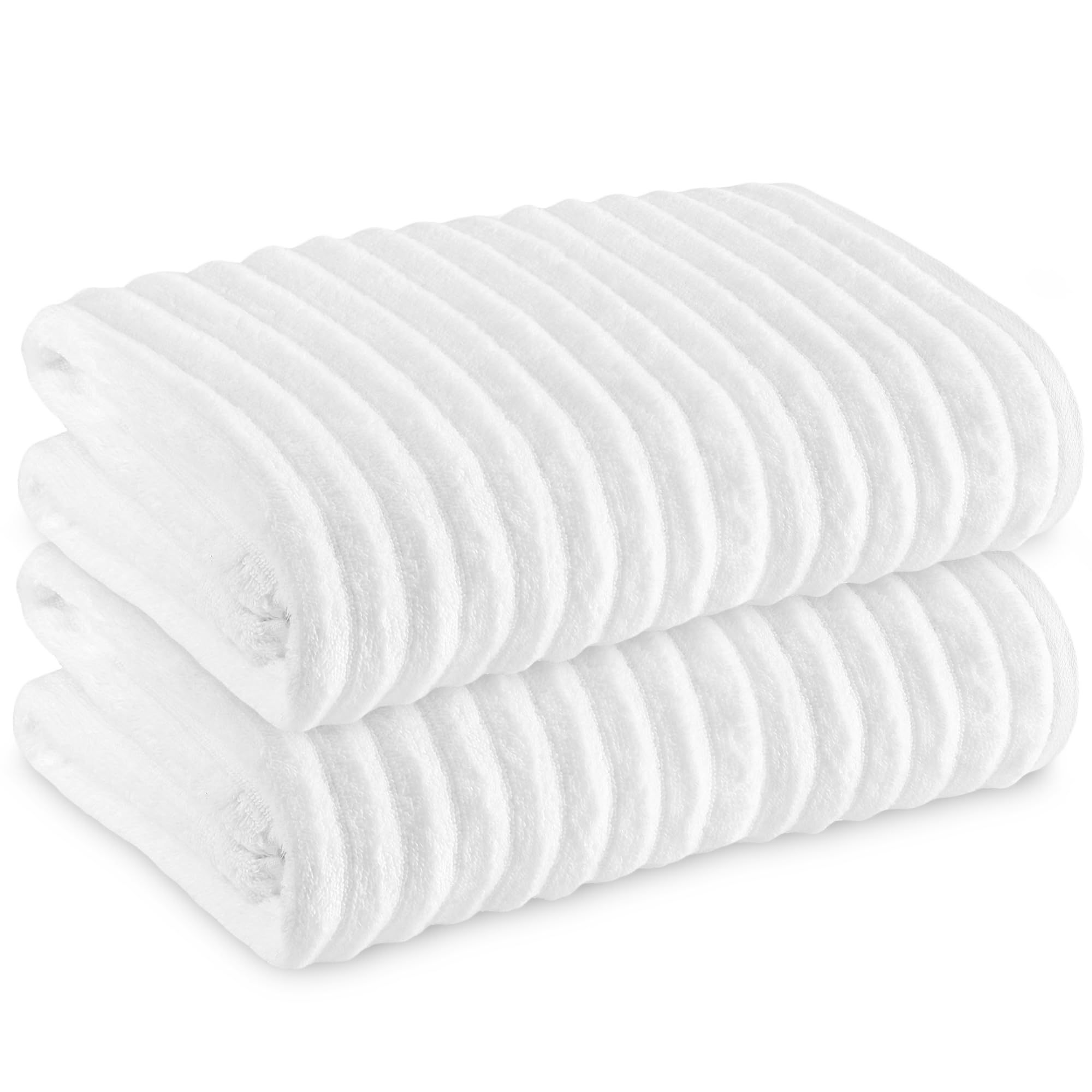 Towelogy White Bamboo Extra Large Bath Towels (90X140cm, 2 Pack) - Highly Absorbent & Fast Drying Bath Sheets Oeko-Tex Certified (, 2)