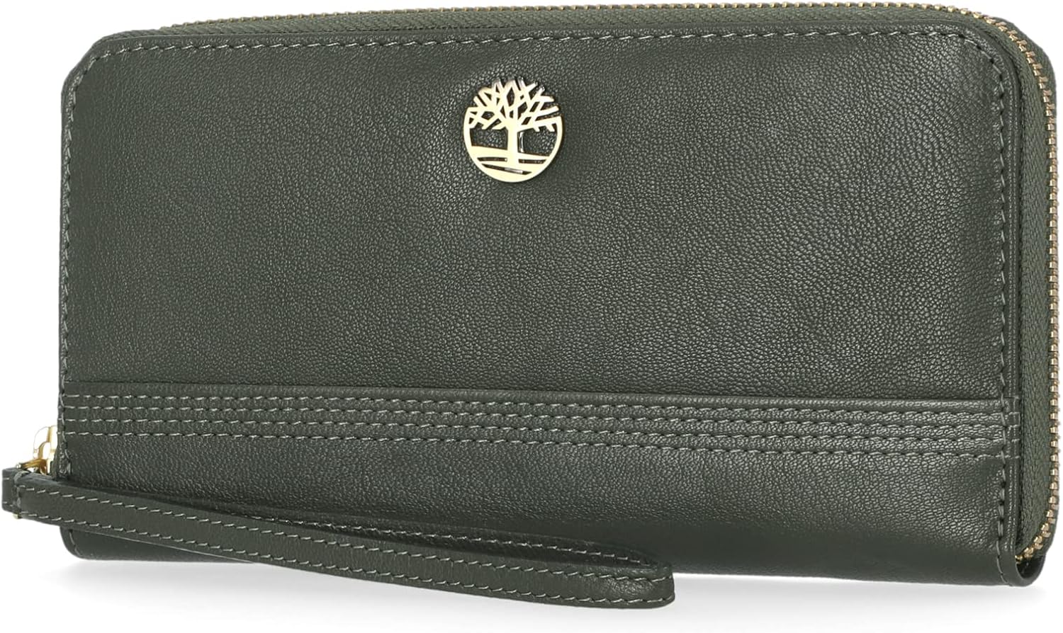 Timberland womens Leather RFID Zip Around Wallet Clutch With Wristlet Strap