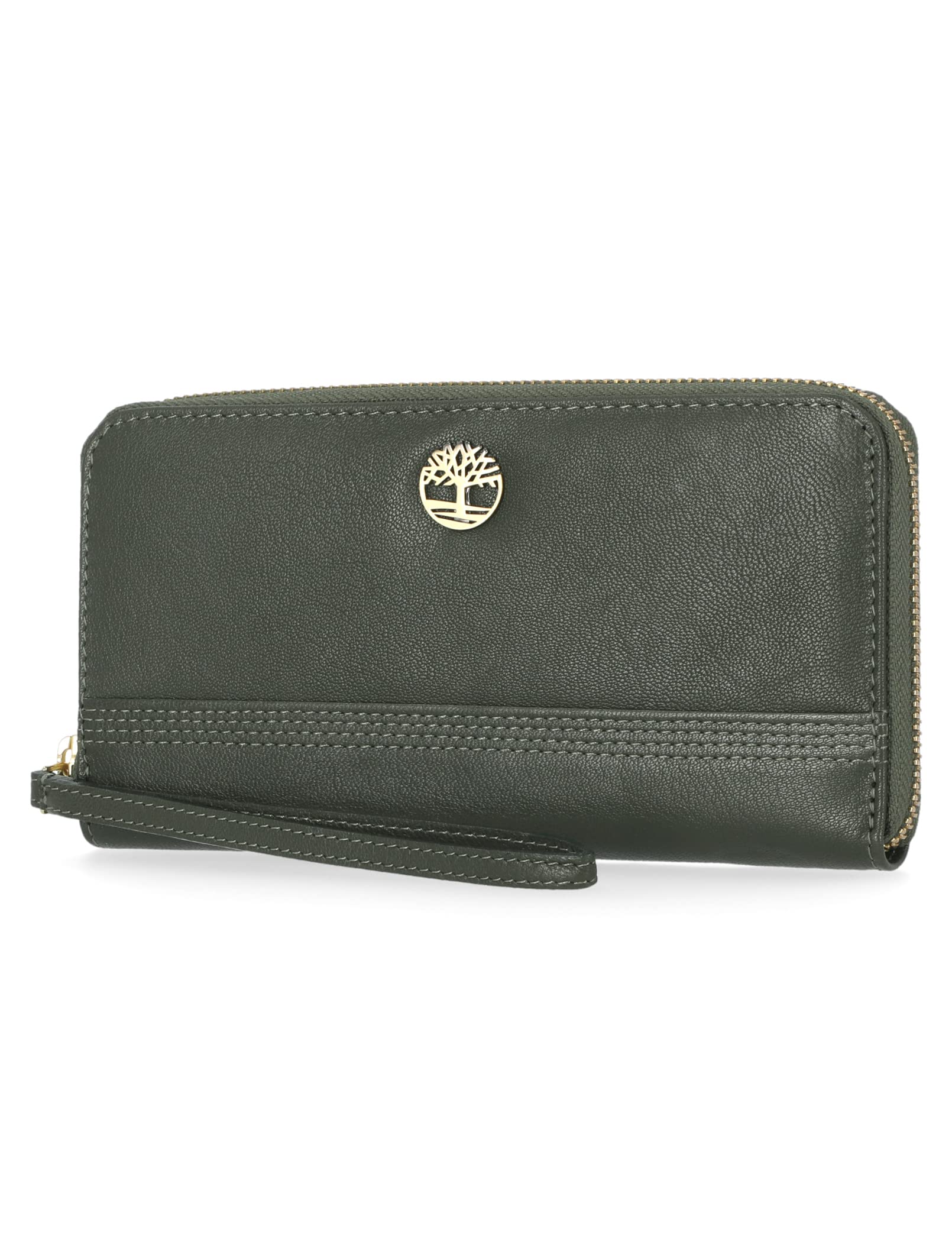 womens Leather RFID Zip Around Wallet Clutch With Wristlet Strap