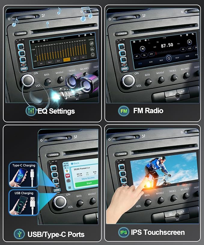 Radio para auto single din con pantalla táctil 6.9" miniatura 6