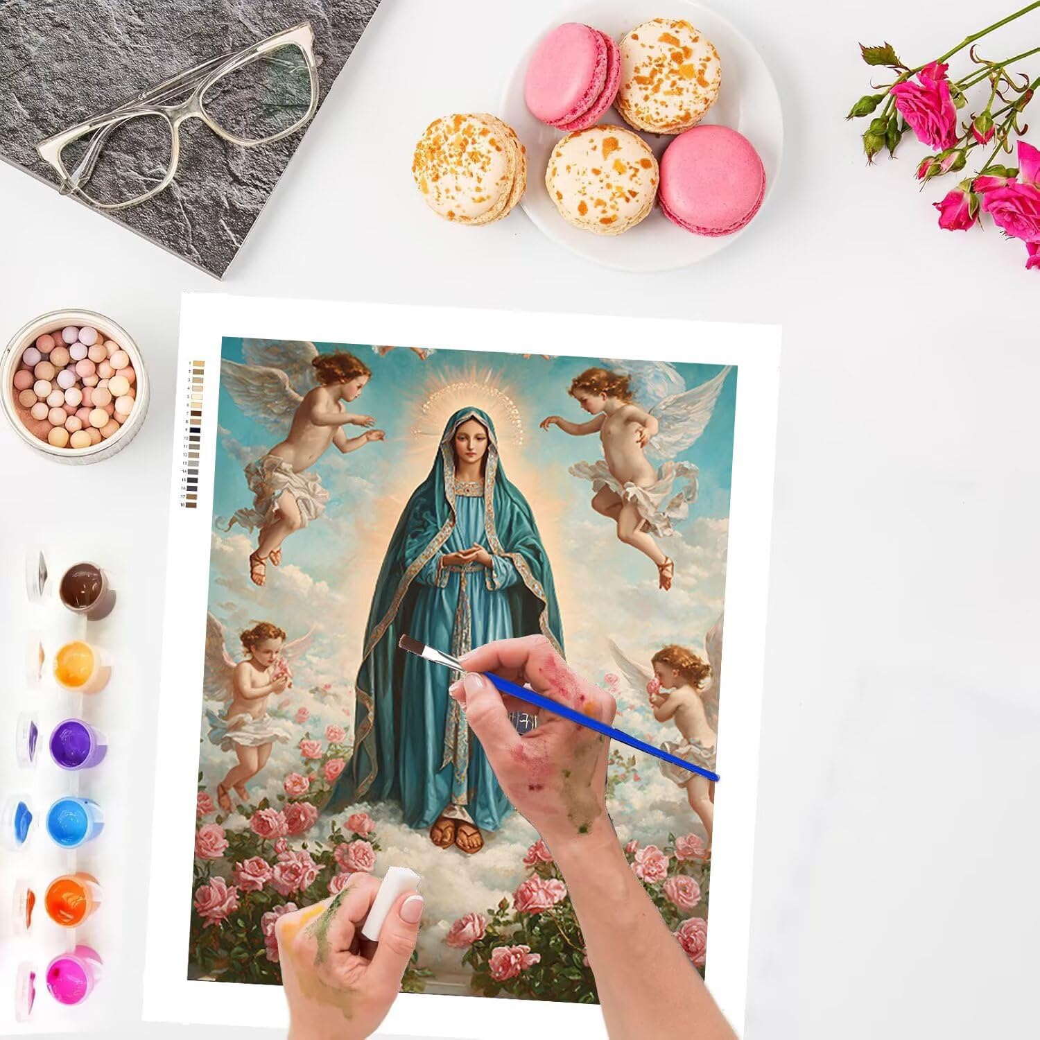 WEISHIWE Ange et Vierge Marie Peinture Numero Adulte Kits, 60x80cm m-955