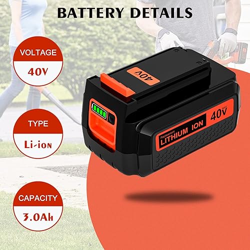 Miniatura 4 de Upgarded LBXR36 - Batería de repuesto de 40 voltios y 3.0 Ah compatible con Black and Decker batería de litio de 40 V LBX2040 LBXR36 LBXR2036 LST540