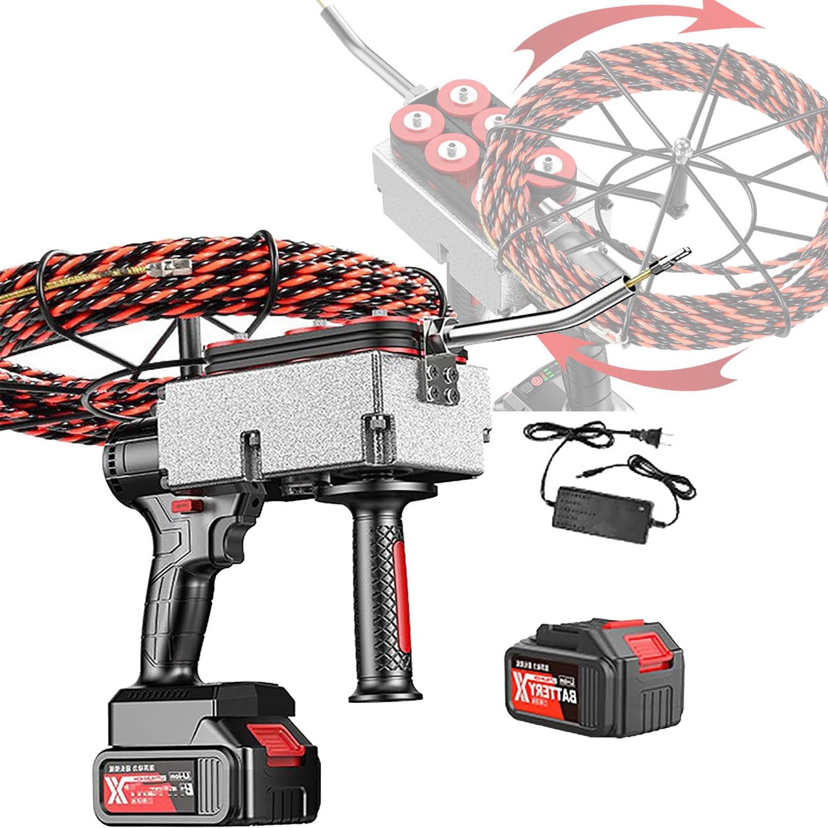 Enhebrador de Agujas para Electricista Totalmente automático, enhebrador eléctrico con batería Litio, Litio 25000 mAh/37500 mAh, Velocidad tracción del Cable 40 m/min,30mline-37500mAh