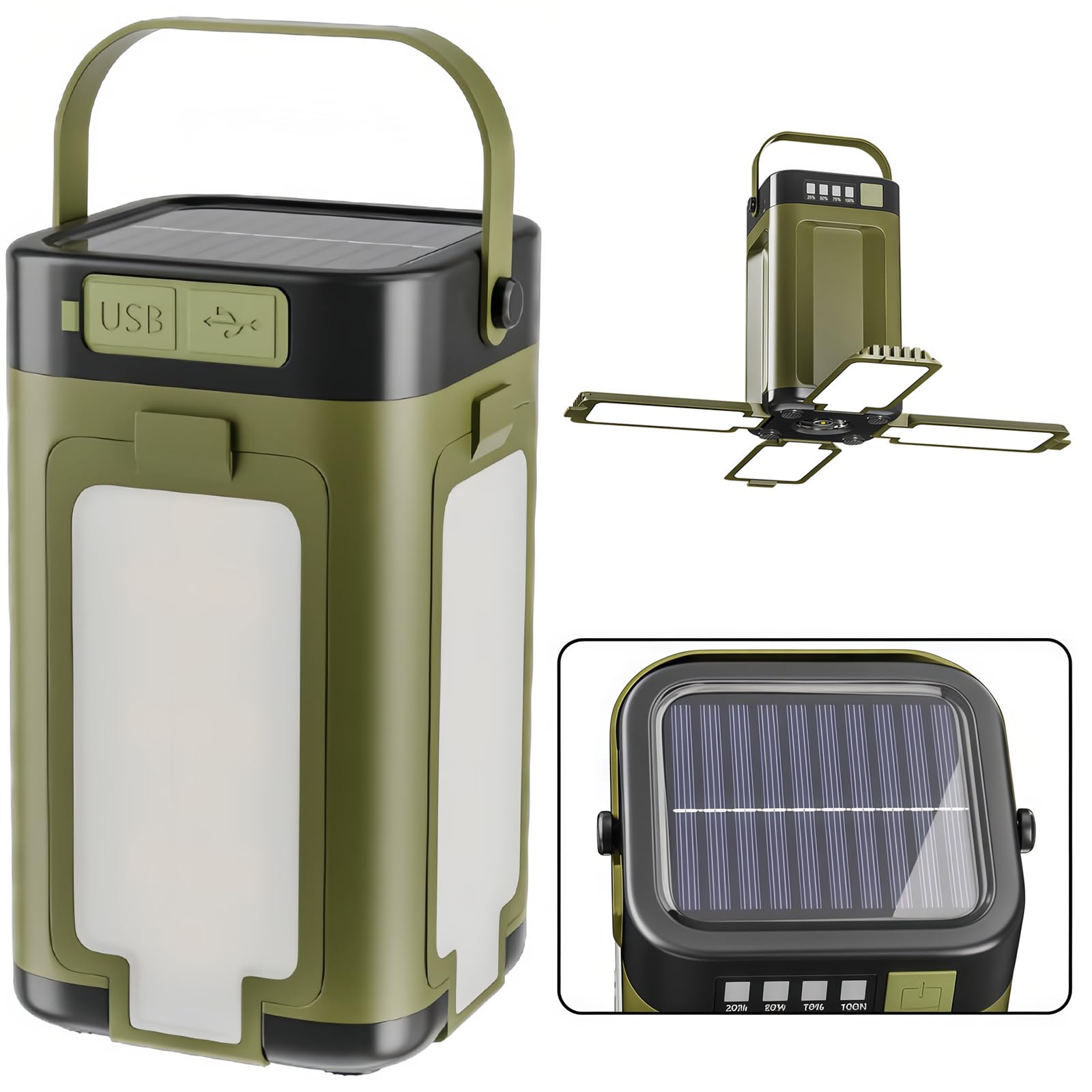 Camping Lights Rechargeable, 2000 Lumen Camping Lantern for Outdoor, Solar Energy Long Battery Life Camping Essentials, 90°Adjustable Accessories Battery Lamp for Outside