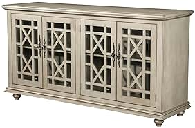 Martin Svensson Home Marche 63" TV Stand - Antique Silver - Versatile Multi-Use Design - with Two Large Cabinets for Storage