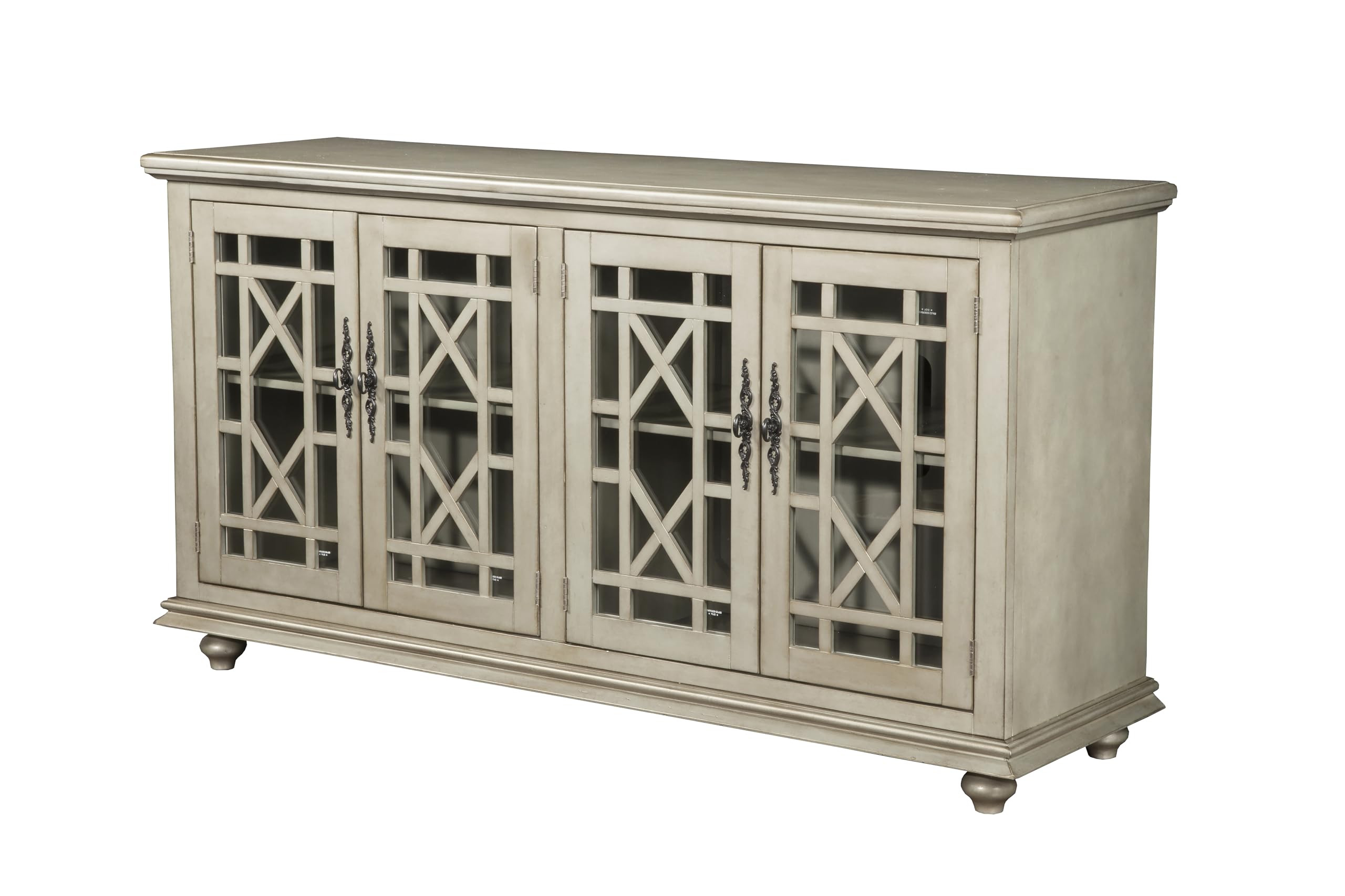 Martin Svensson Home Marche 63" TV Stand - Antique Silver - Versatile Multi-Use Design - with Two Large Cabinets for Storage