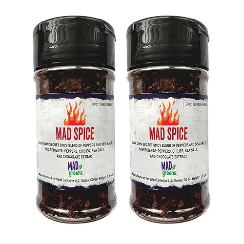 MAD Greens MAD Spice - Condimento para ensalada, mezcla secreta de especias con pimientos, chiles, sal marina y extracto de chocolate, mezclado en