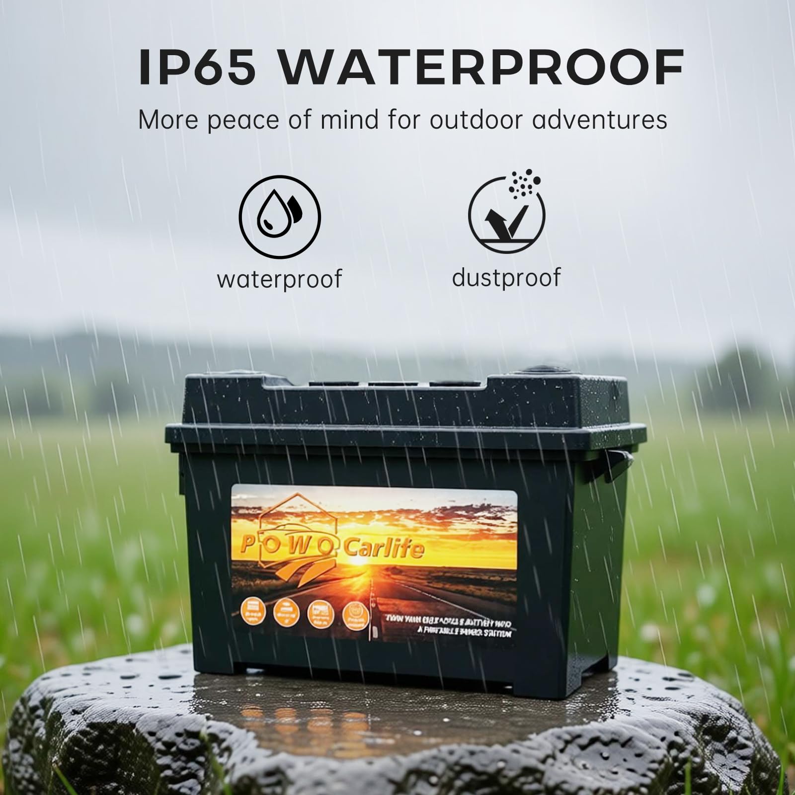 Caja de batería inteligente portátil con motor de arrastre de 12 V – con puerto QC3.0/PD tipo C/enchufe Anderson/voltímetro digital, centro de energía para RV panel solar barco