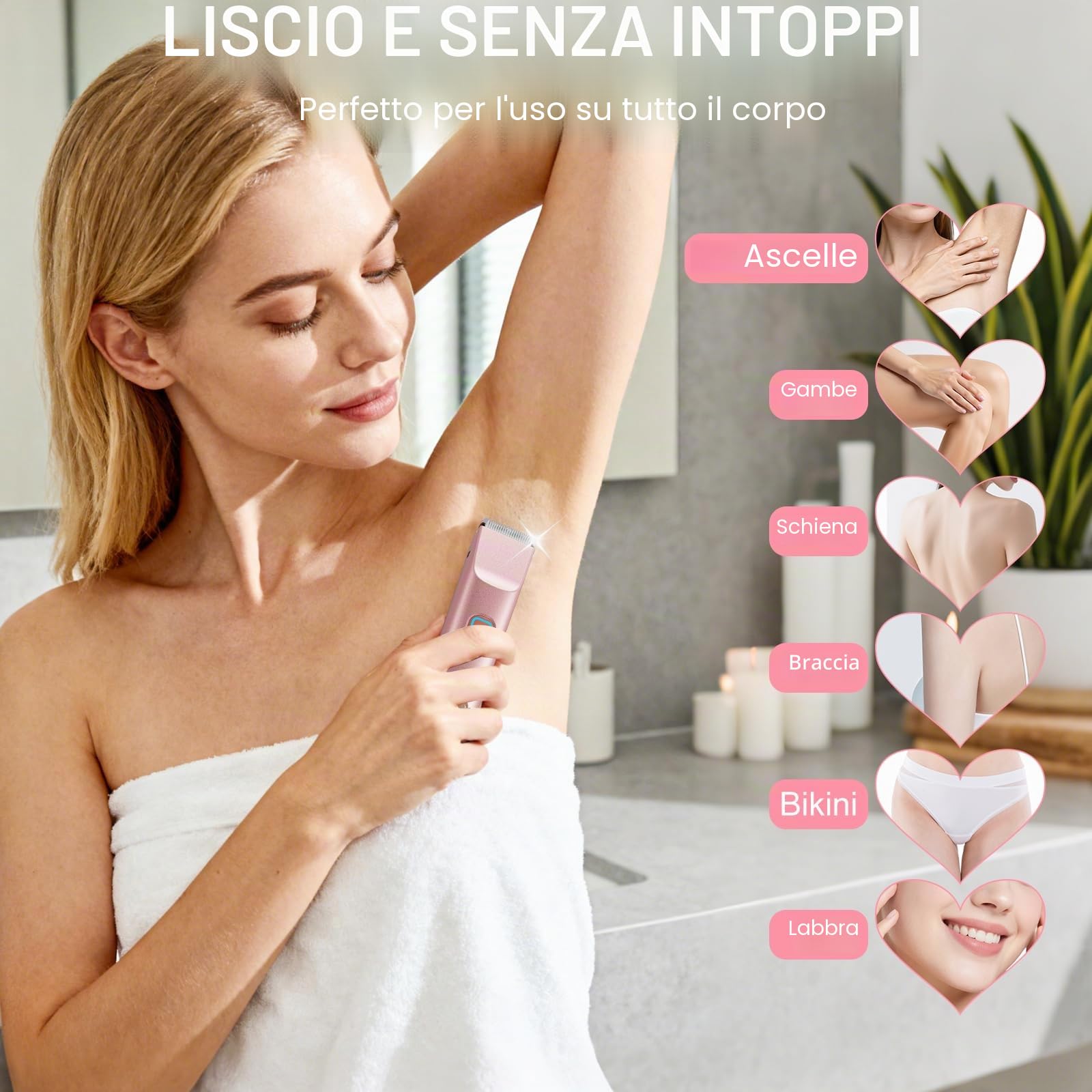 Rasoi da donna 2 in 1, rasoi da donna IPX7 impermeabile trimmer per peli pubici da donna, uso bagnato e secco, rasoio elettrico indolore per corpo, braccia, gamba