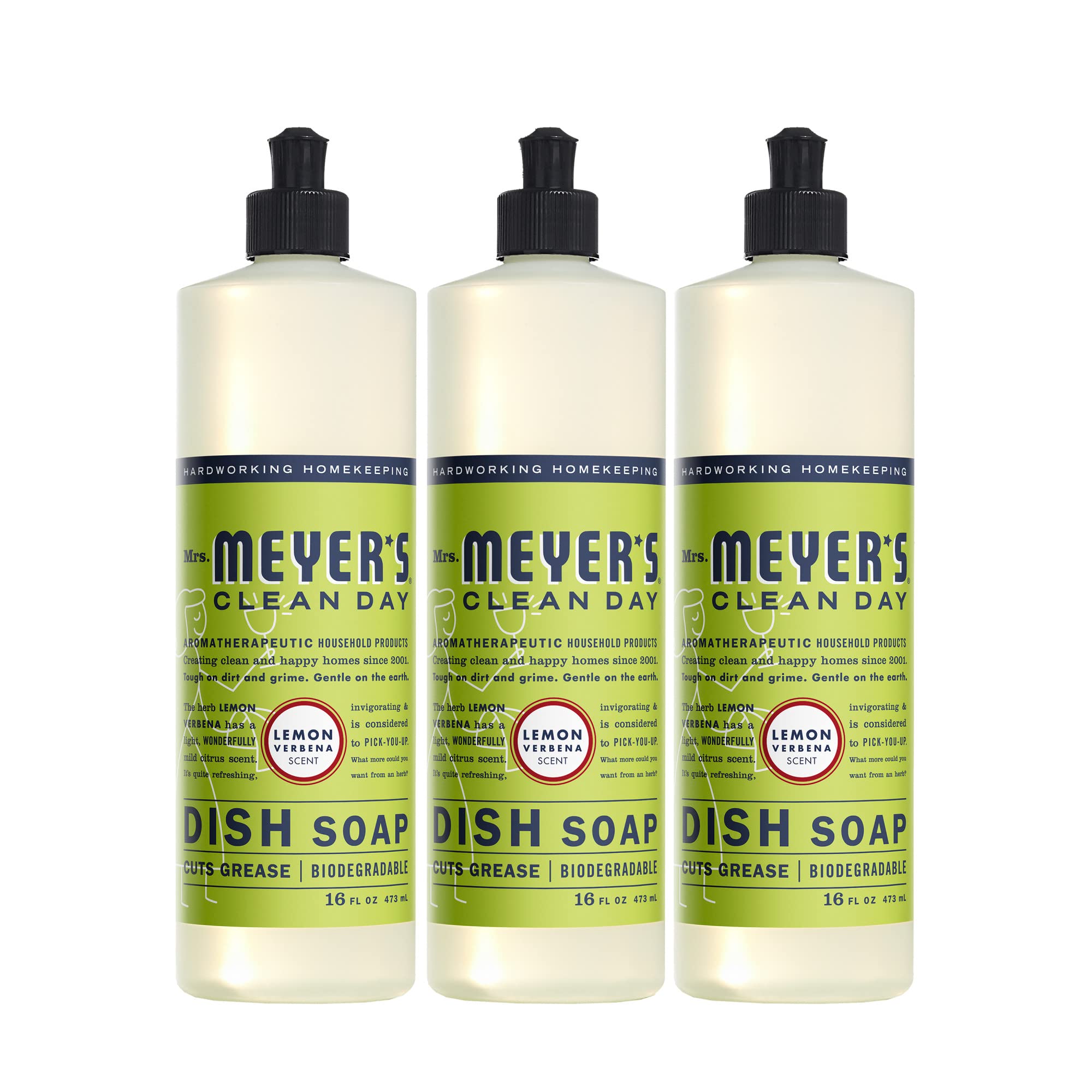Mrs. Meyer's Dishwashing Liquid Dish Soap, Cruelty Free Formula, Lemon