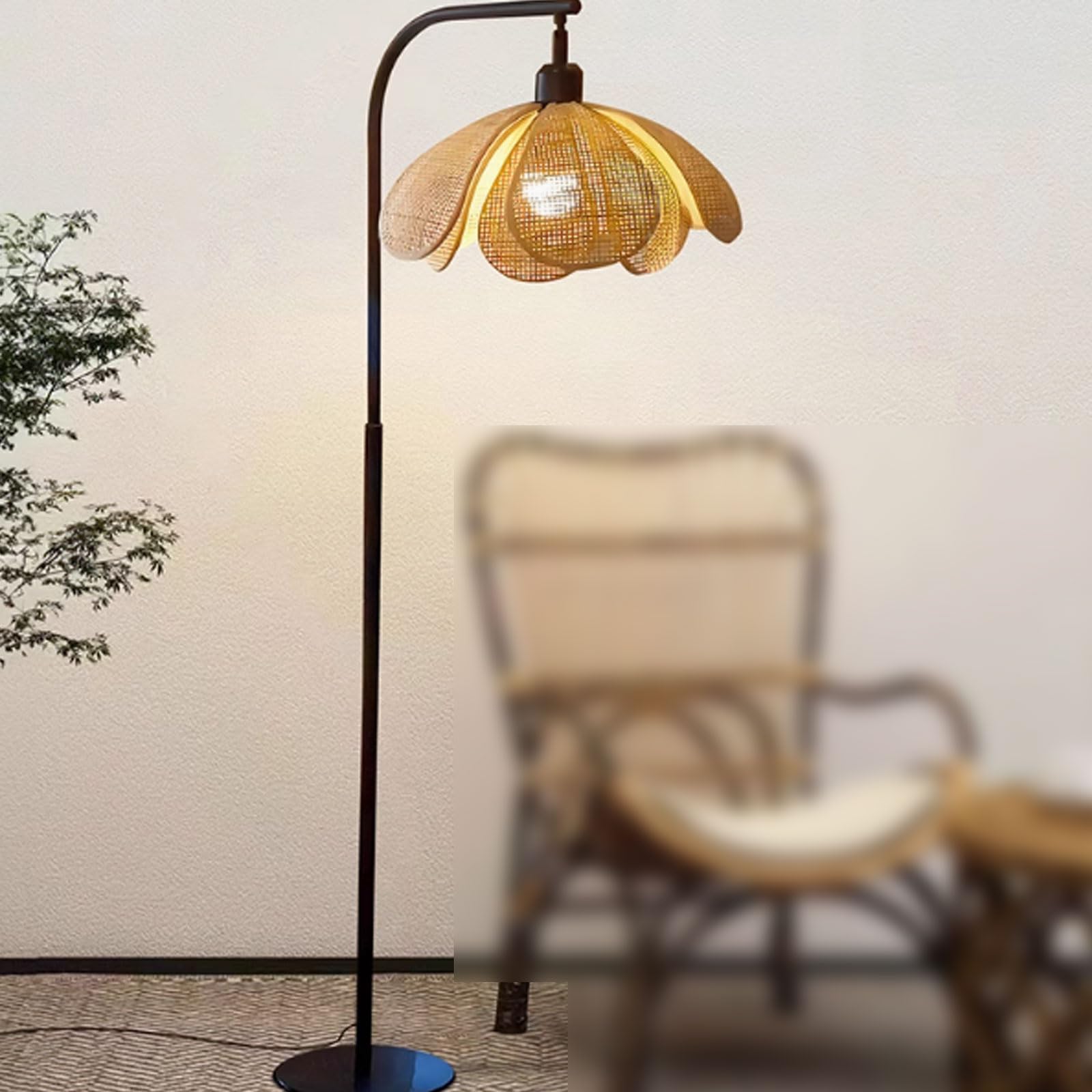 Metalen vloer Lamp Retro woonkamer vloer lamp rattan lampenkap vloerlamp vloerlamp met voetschakelaar