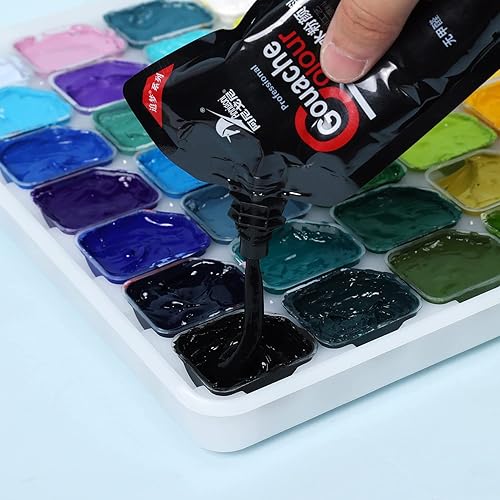 Miniatura 5 de Gouache Paint - Pintura negra para lienzo y papel, 3.4 fl oz, no tóxica, opaca