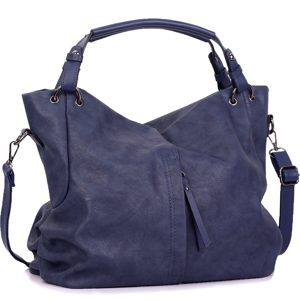 Handbags for Women WISHESGEM Large Capacity Ladies Hobo Purses Top Handle PU Leather Shoulder Bags Blue