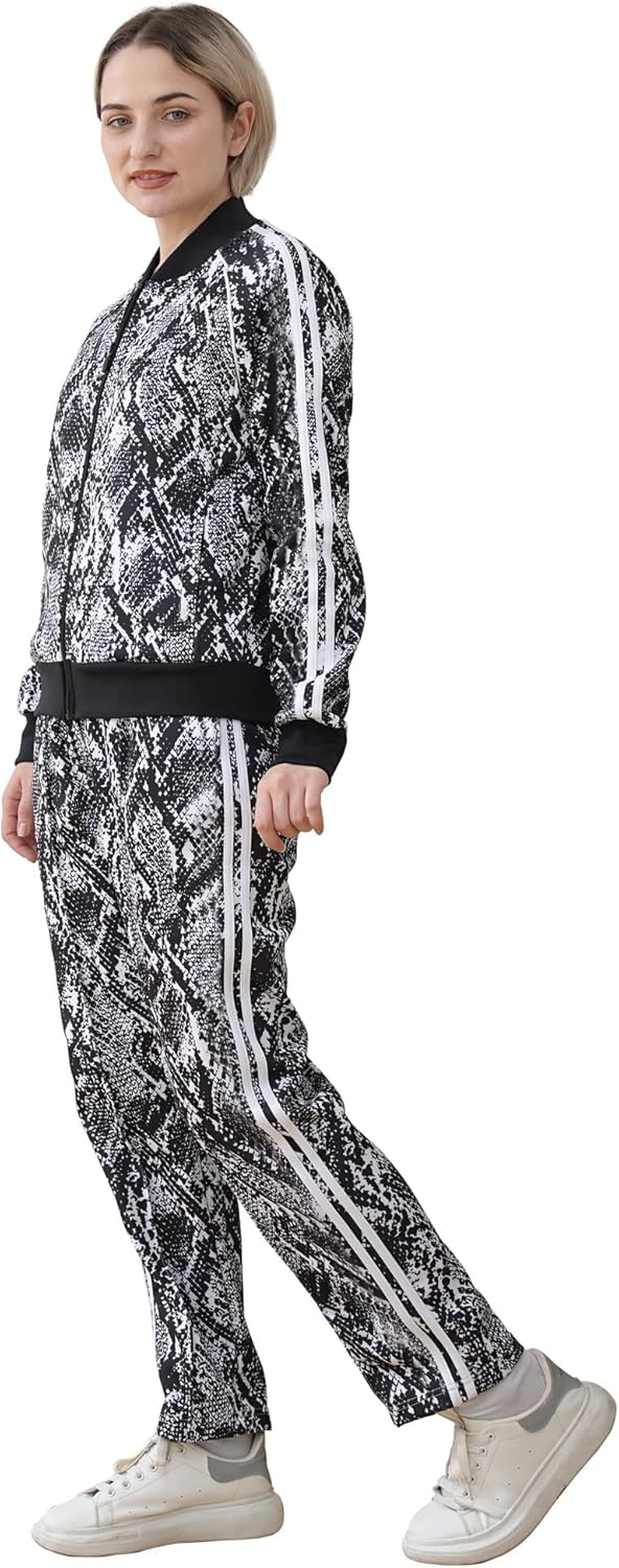 Women's Tracksuit 2 Piece Outfits Zip Striped Sportswear Long Sleeve Jogger Suits for Women with Pockets - Image 3