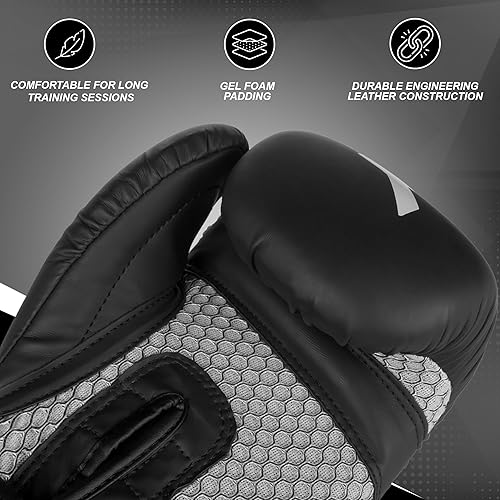 Miniatura 3 de Yazizo Guantes de boxeo y cuero sintético mate Muay Thai, guantes curvos, gancho y jab Target, juego de mano de boxeo para boxeo, bolsas pesadas,