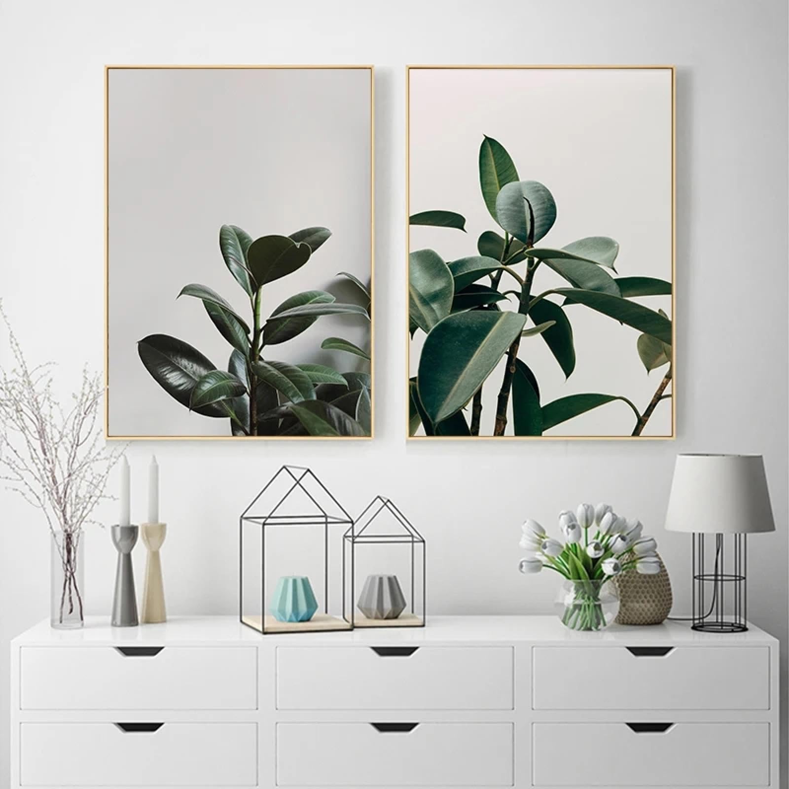 Affiches de feuilles vertes scandinaves 60x80 cm art mural salon - 8