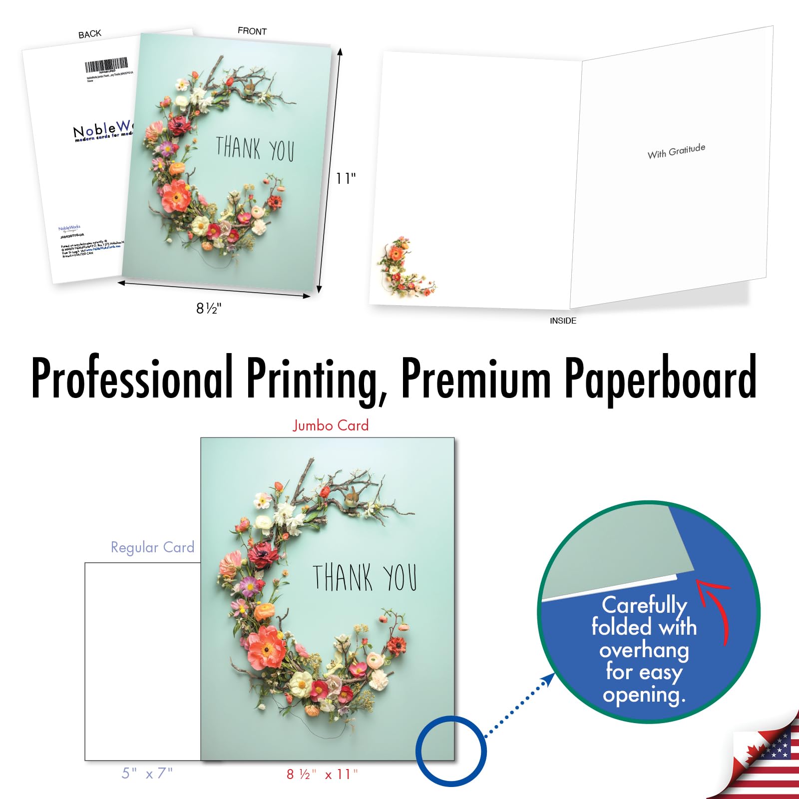 Thank You Greeting Card Note Card with Metallic Envelope Greeting Cards Paper