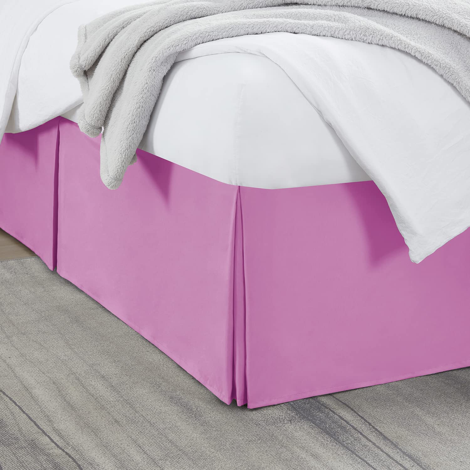Nestl Light Pink Full XL Bed Skirt - Full XL Size Bed Skirt 14 Inch Drop - Brushed Microfiber Bed Skirts - Hotel Quality Pleated Bed Skirt - Shrinkage &amp; Fade Resistant