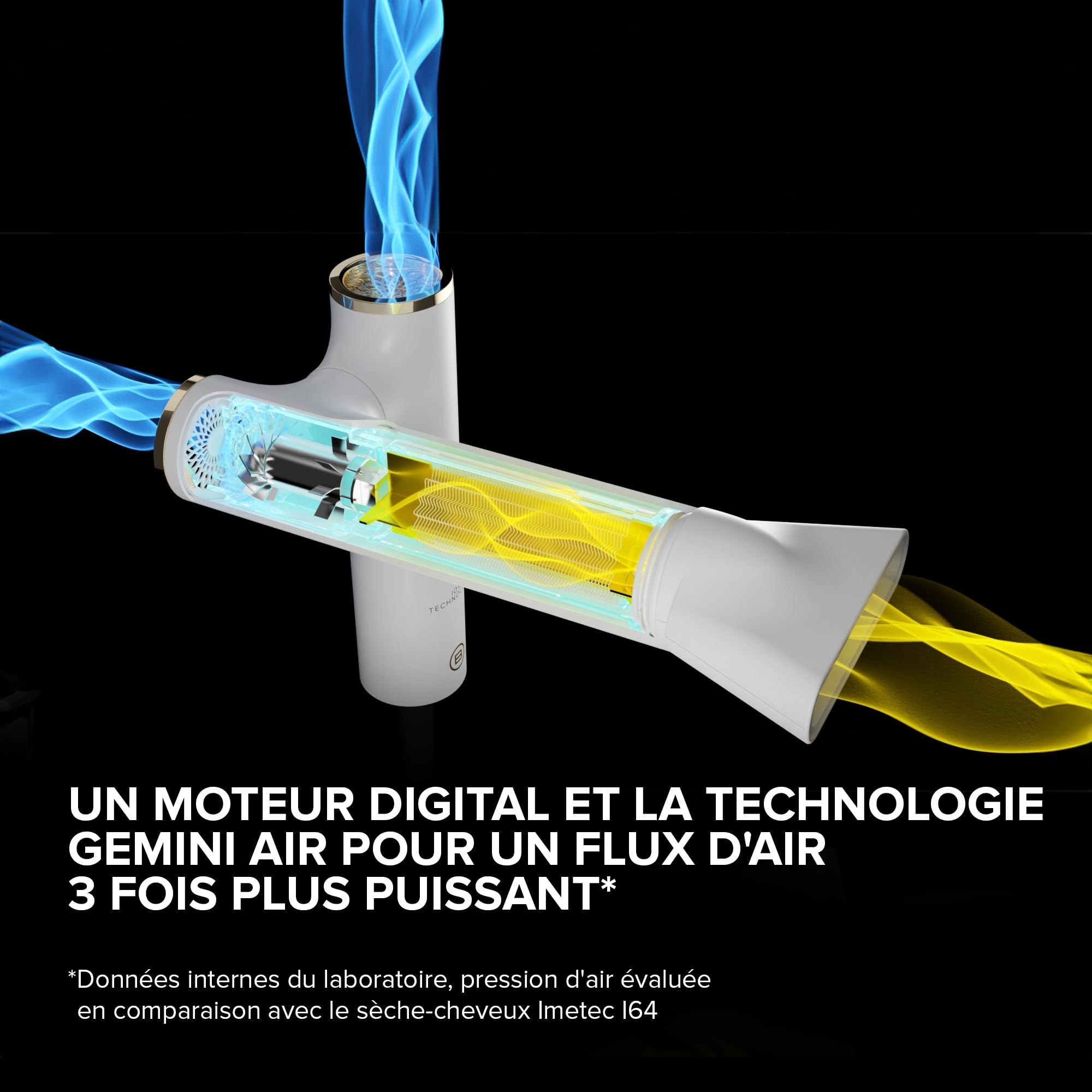 Bellissima sèche-cheveux Gemini, ultra-léger, compact, poignée rotative, moteur digital, flux d'air ultra-puissant, ioniseur, 2 concentrateurs plus diffuseur, 3 vitesses Plus 3 températures
